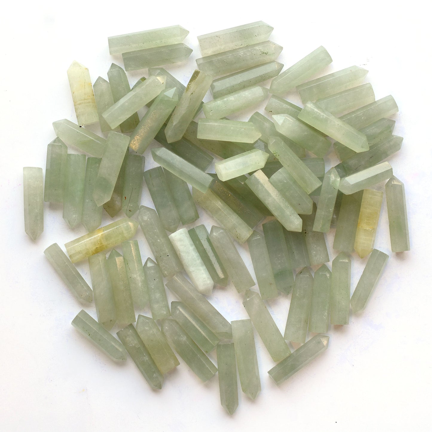Green Margaj Pencil Point Gemstone Lot – Single Terminated Bullet Healing Wand