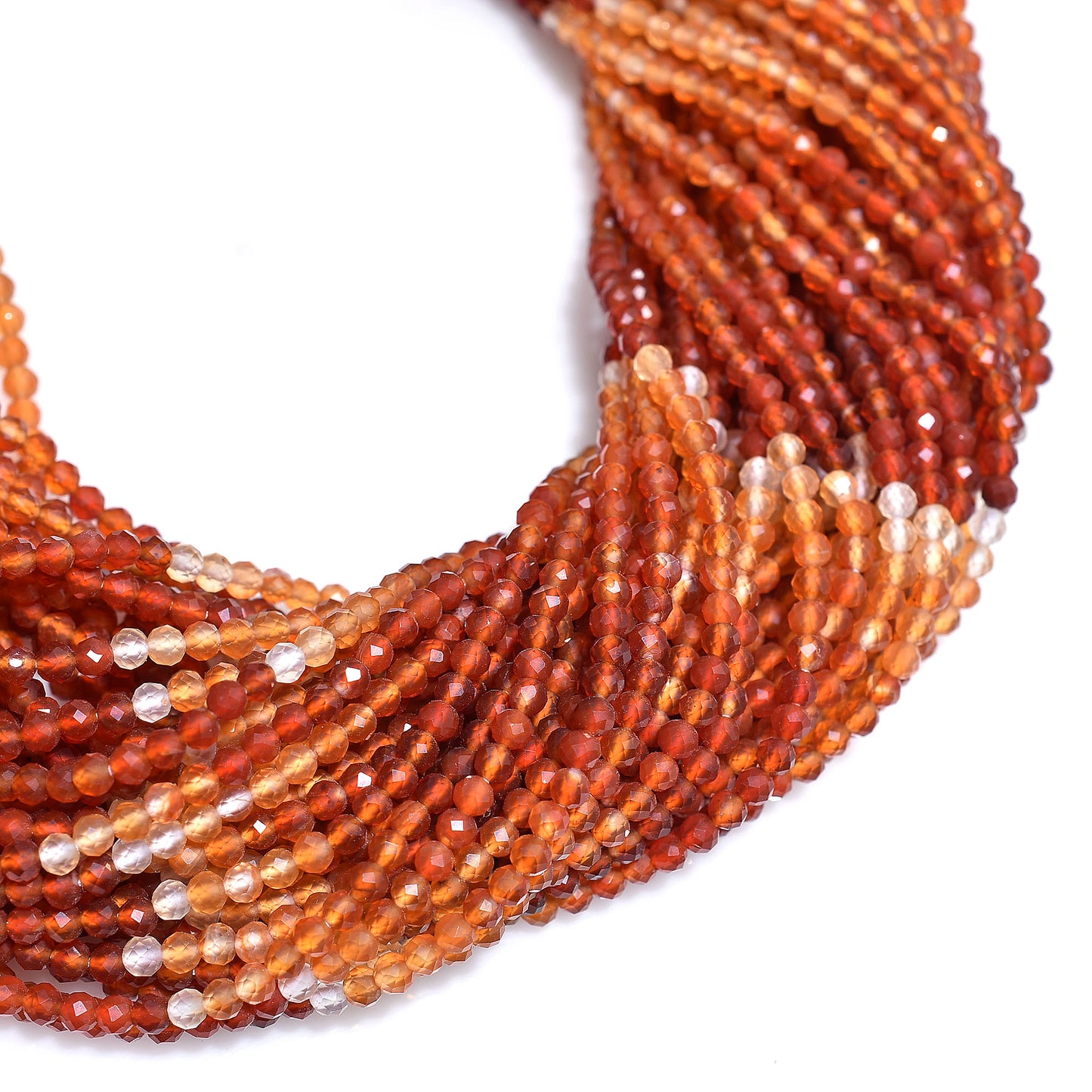 High Quality Carnelian Faceted Beads – 3mm Shaded Rondelle Strand