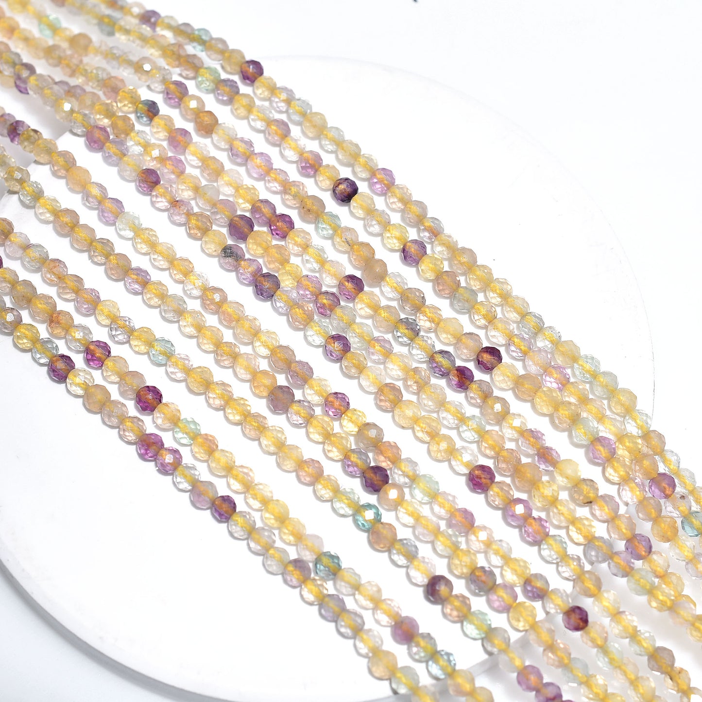 Yellow Fluorite Micro Cut Beads – Faceted Rondelle Gemstone Strand