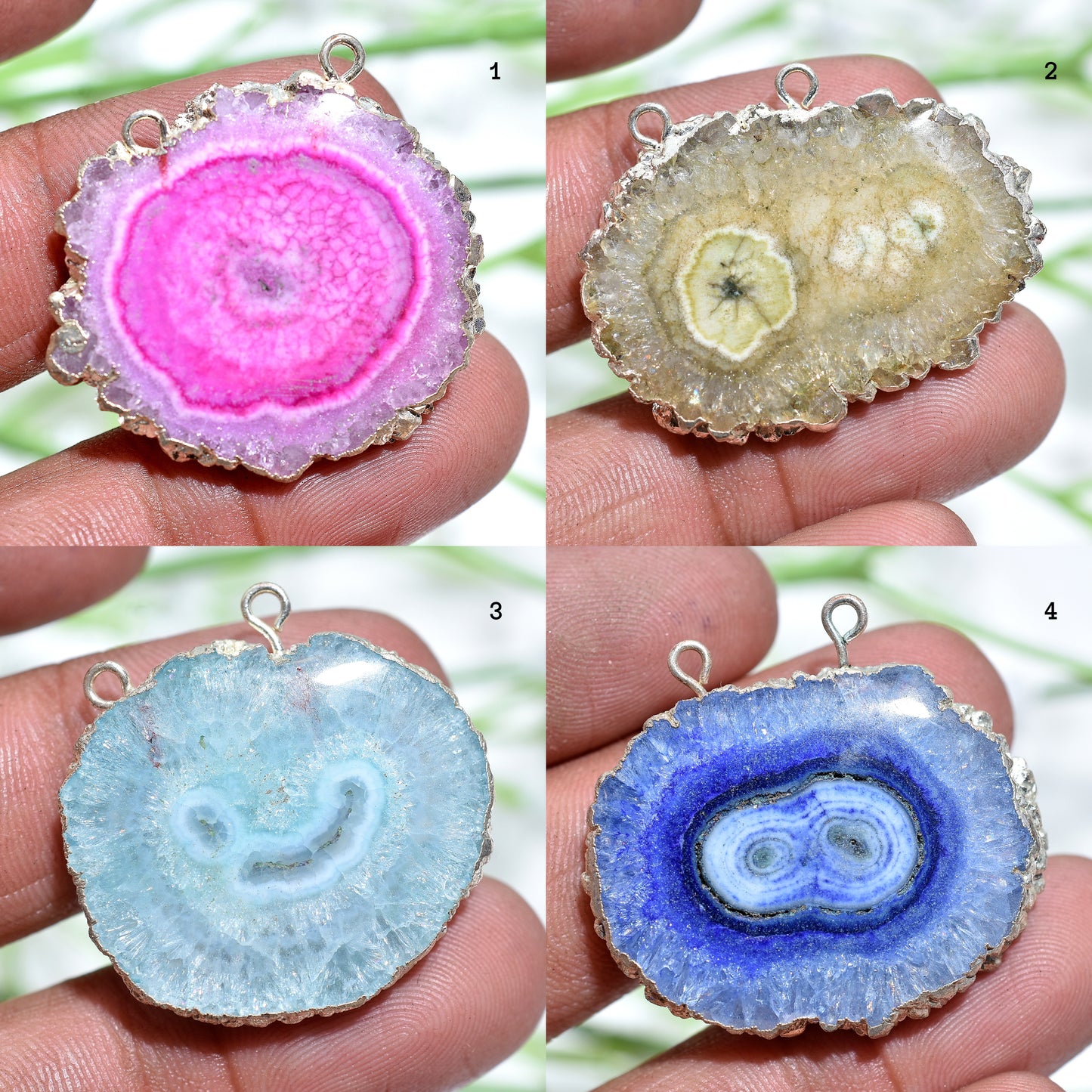 Solar Quartz Double Bail Connector – Electroplated Gemstone for Custom Jewelry