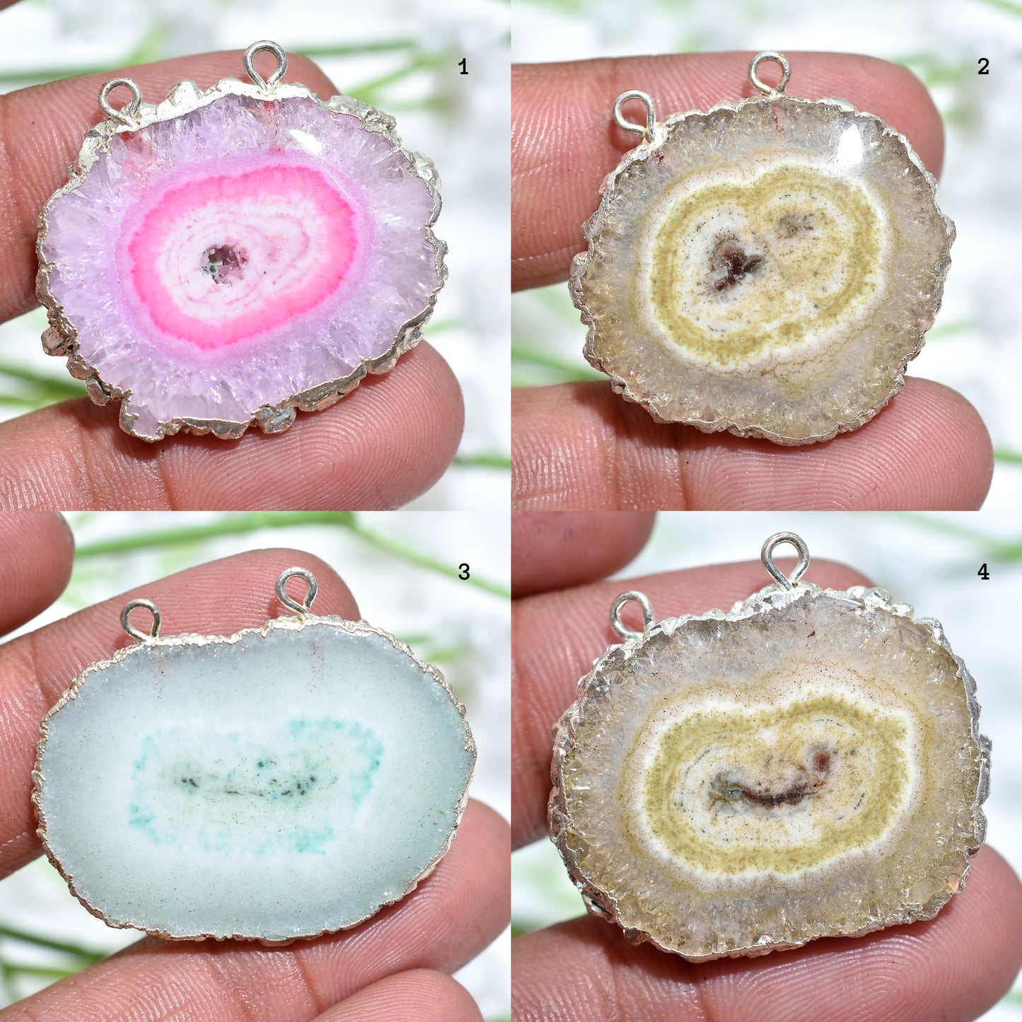 Solar Quartz Silver Electroplated Connector – Perfect for Pendant & Necklace Designs