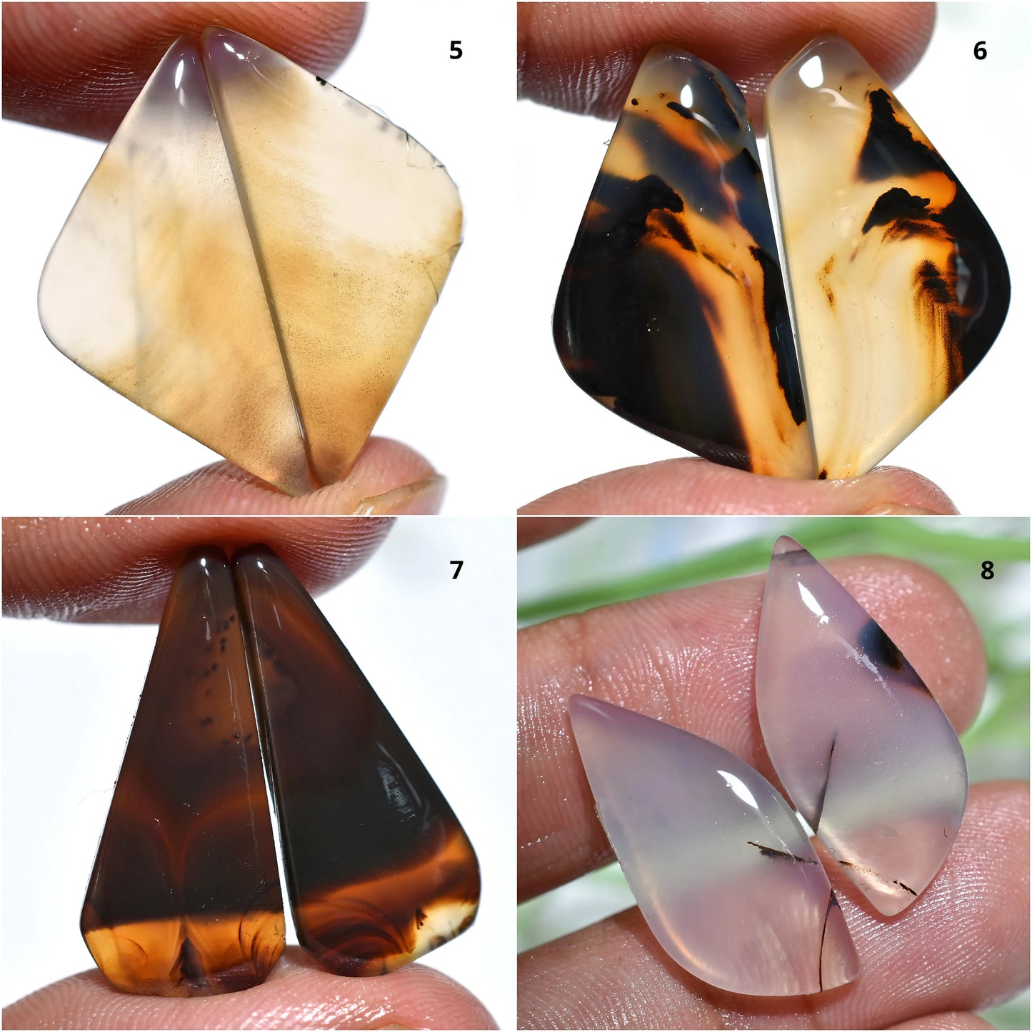Fancy Montana Agate Earring Pair - Matched Agate Gemstone Cabochons