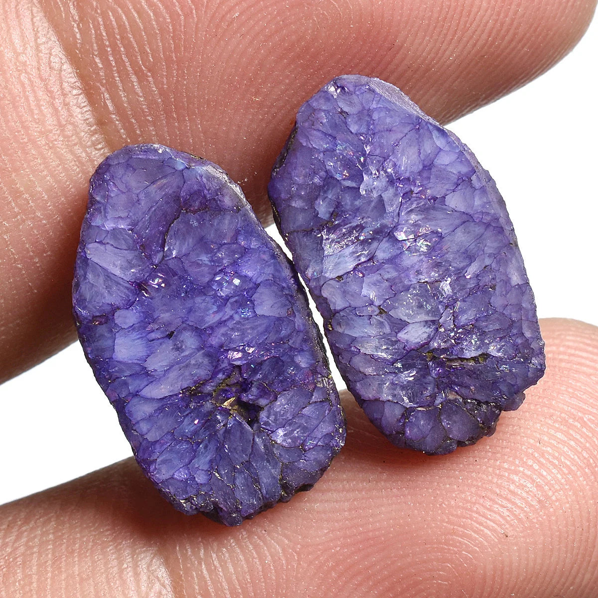 Unique! Window Druzy Pair, Brown & Purple Solar Quartz Matched Gemstones
