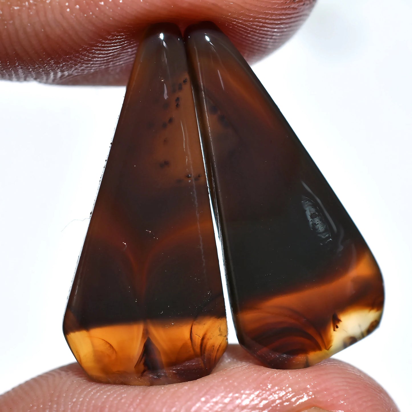 Fancy Montana Agate Earring Pair - Matched Agate Gemstone Cabochons