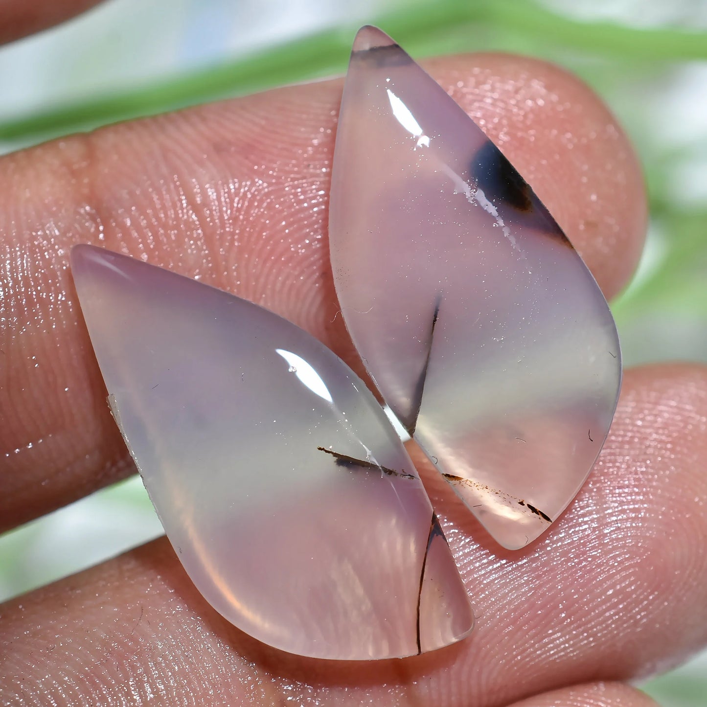 Fancy Montana Agate Earring Pair - Matched Agate Gemstone Cabochons