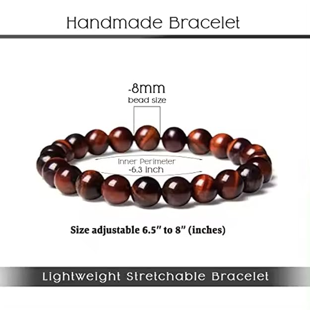 Handmade Tiger Eye Beaded Bracelet, Red Flashy Tiger Eye Gemstone Healing Jewellery, Stretchable Hand Bracelet