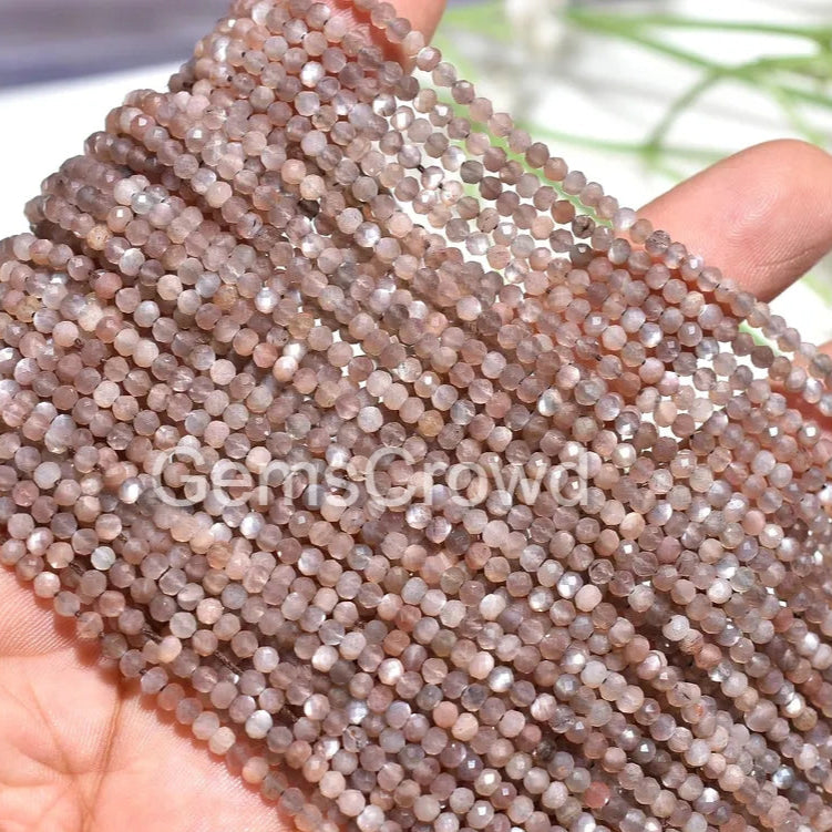 Wholesale Chocolate Moonstone Faceted Beads – Brown Shiny Gemstone Bulk Strand
