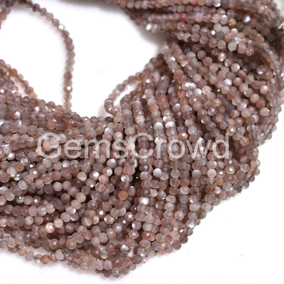 Wholesale Chocolate Moonstone Faceted Beads – Brown Shiny Gemstone Bulk Strand