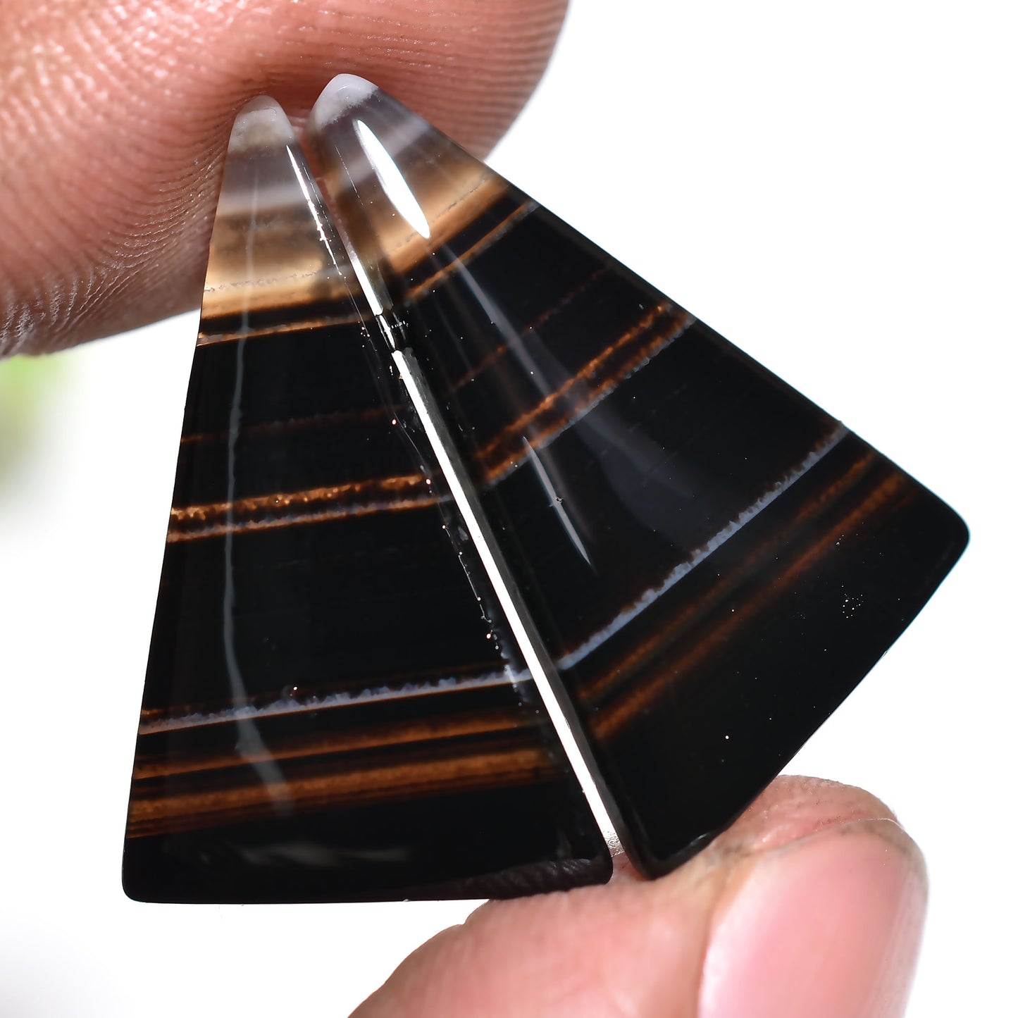 Wholesale Black Banded Agate Fancy Gemstone Pair for Jewelry Making (11x17x2mm,/13ct)