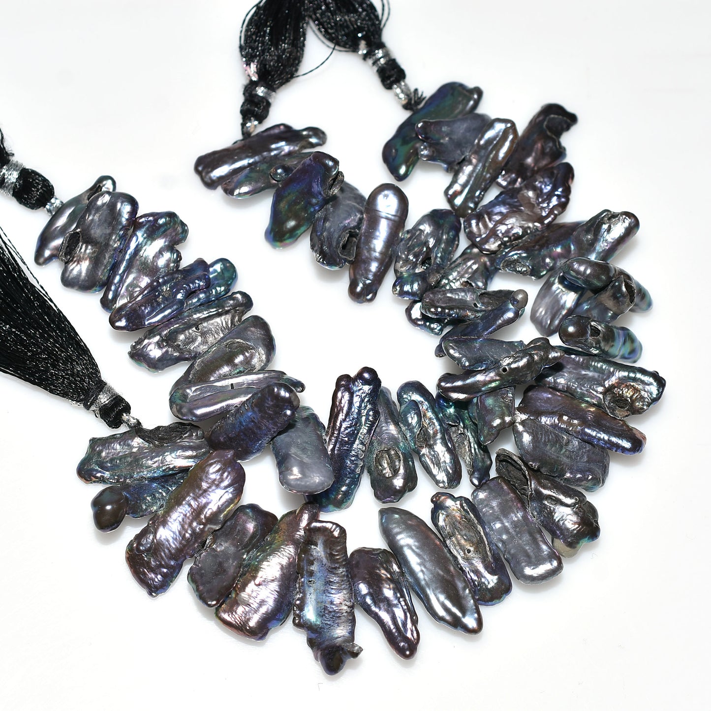 Iridescent Coated Biwa Pearls – Natural Stick-Shaped Freshwater Pearls for Stone Jewelry