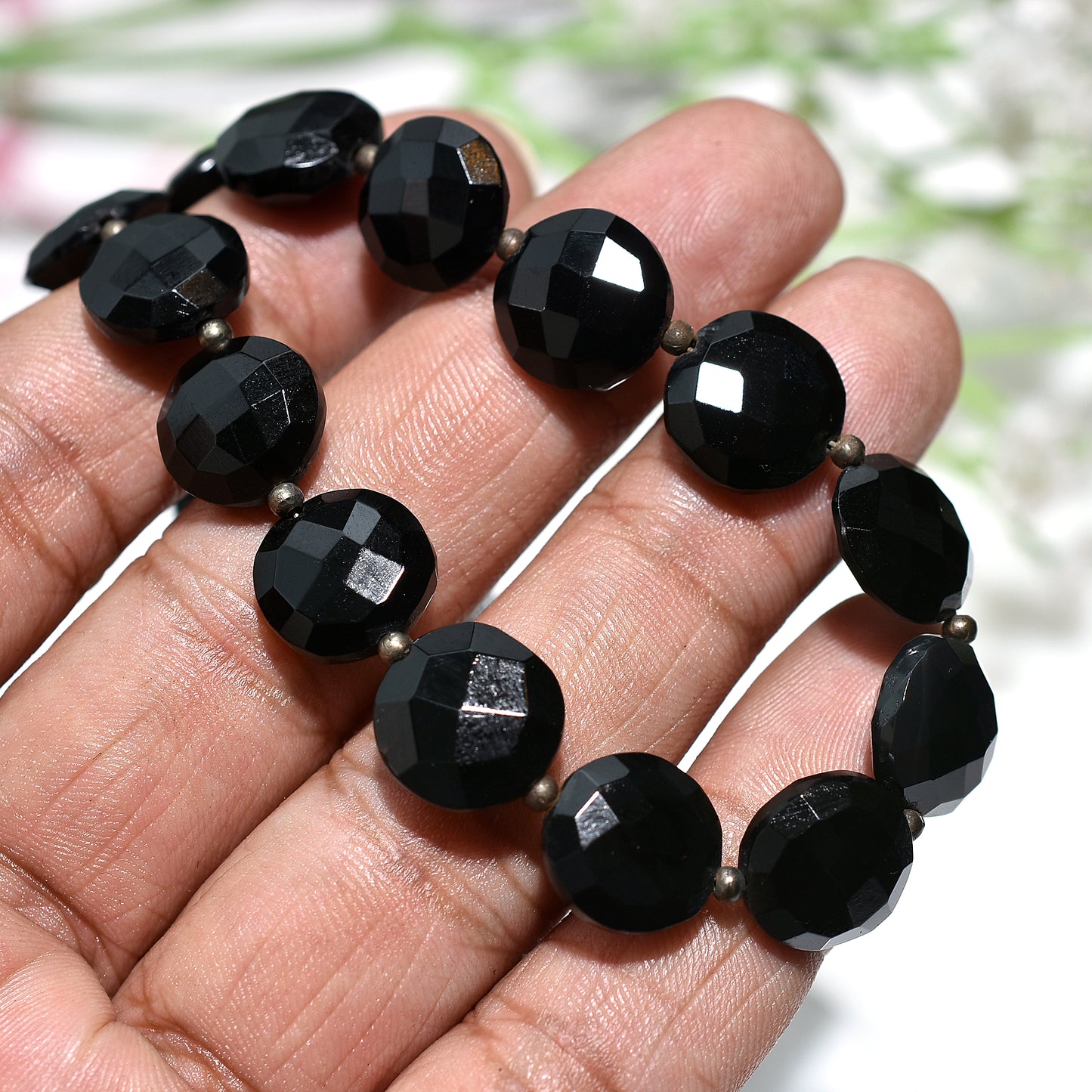 Glossy Black Onyx Beads – Faceted Crystal Gemstone for Wholesale Jewelry