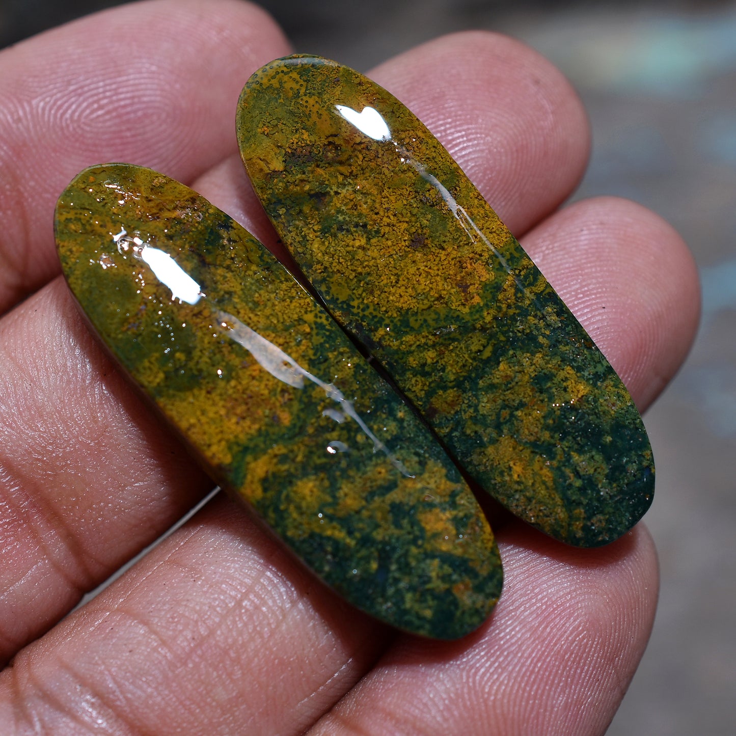 Rustic Bloodstone Gemstone Pair – Earthy Wholesale Stone Set for Handmade Jewelry