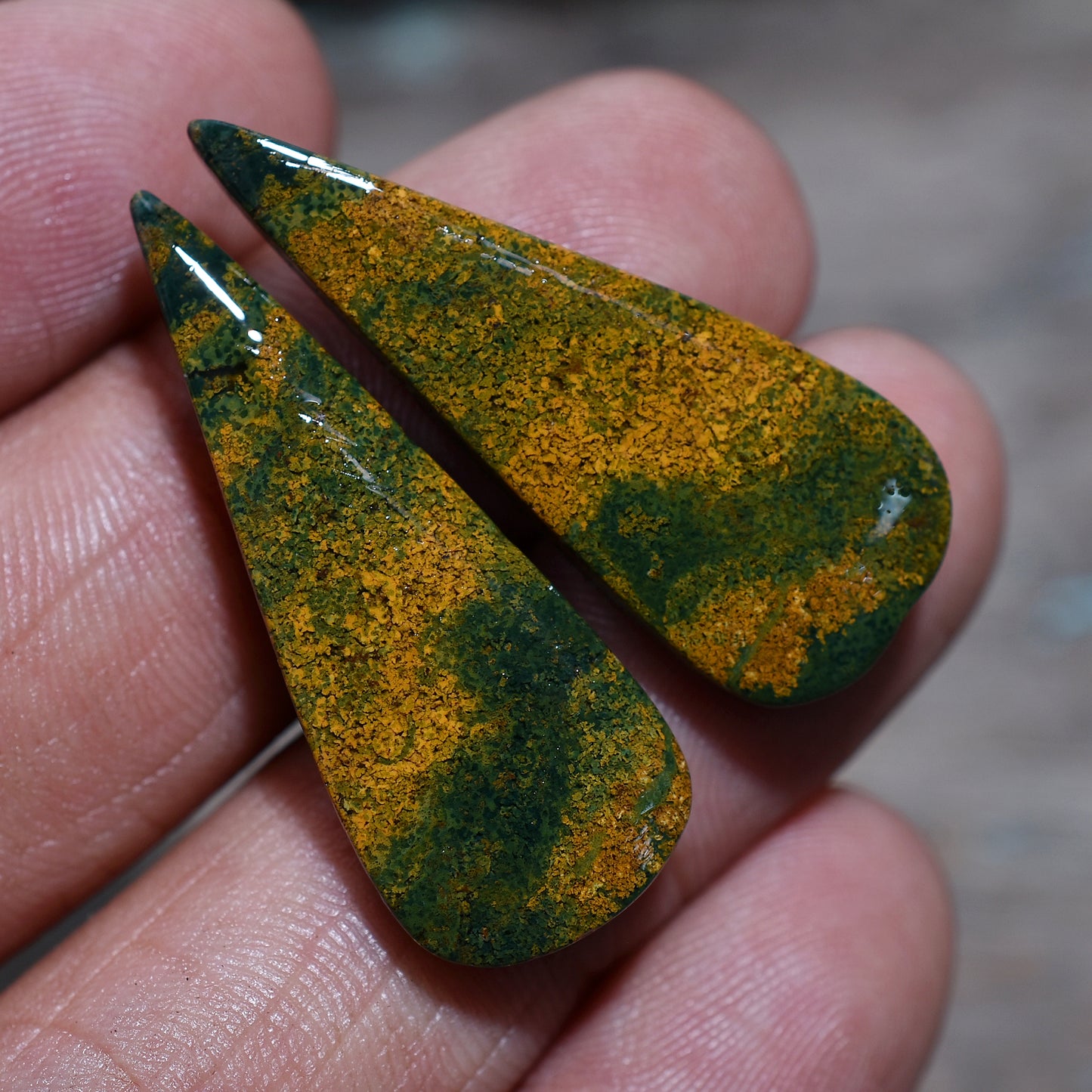 Verdant Bloodstone Earrings Pair – Teardrop Gemstones for Elevated Designs
