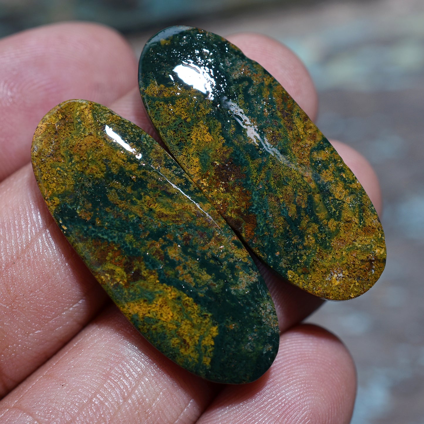 Natural Bloodstone Gemstone Pair – Deep, Vibrant Stones for Custom Jewelry