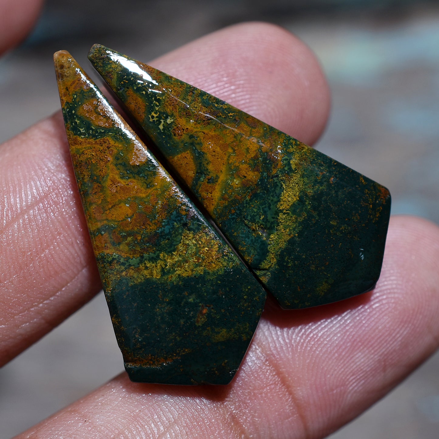Vitality Bloodstone Matched Gemstone Pair – Bold Healing Stones for Artisan Jewelry