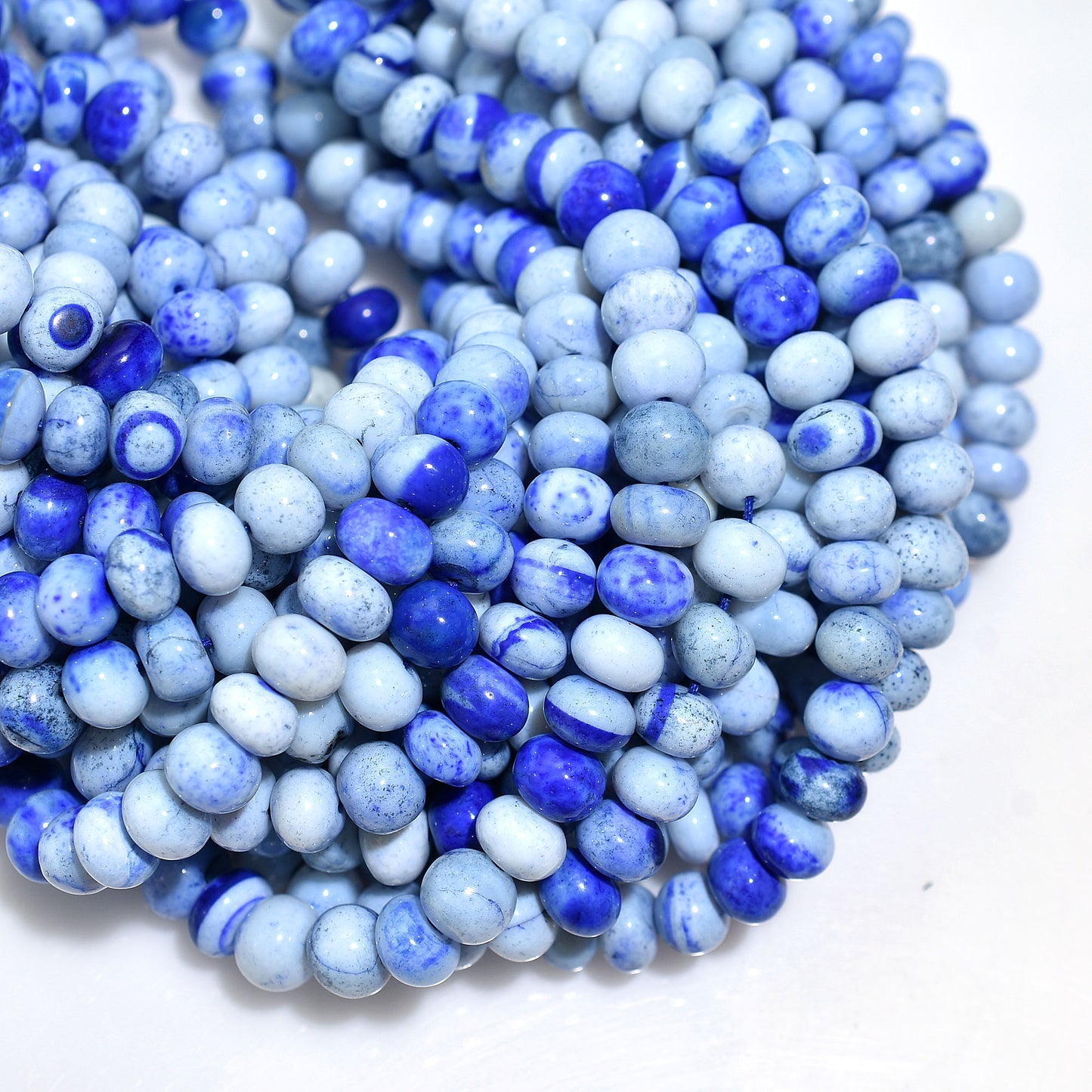 Dark Blue Opal Rondelle Beads – Smooth Polished Gemstone Beads for Jewelry Making