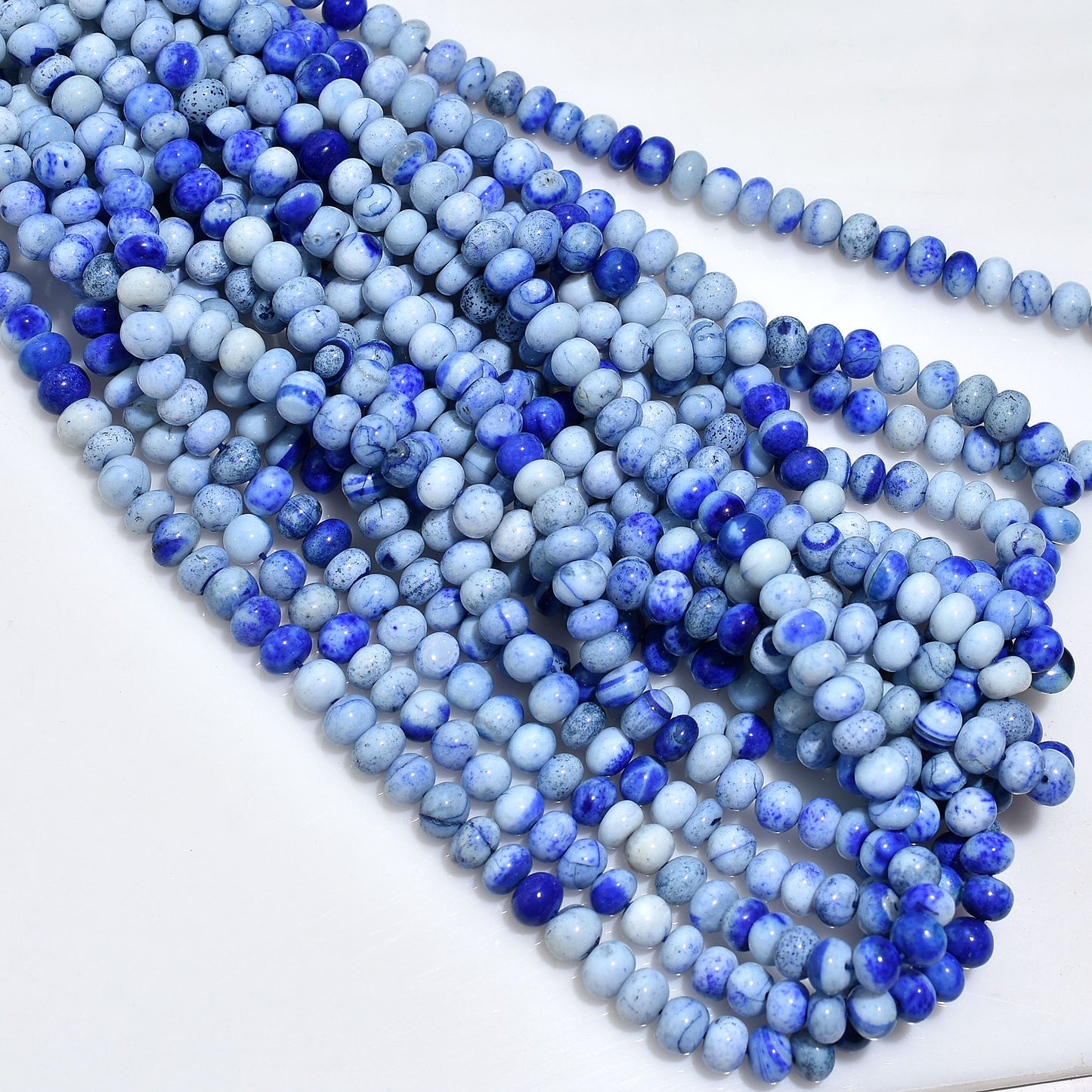 Dark Blue Opal Rondelle Beads – Smooth Polished Gemstone Beads for Jewelry Making