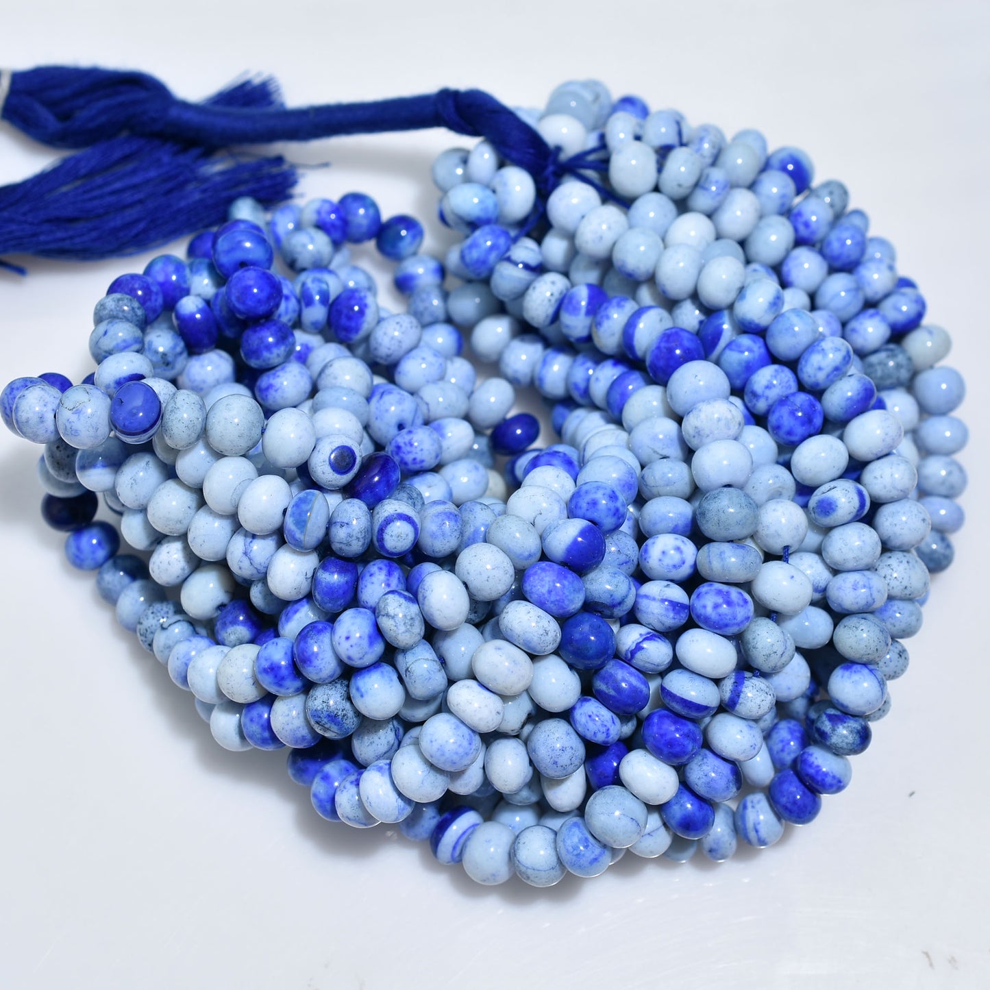 Dark Blue Opal Rondelle Beads – Smooth Polished Gemstone Beads for Jewelry Making
