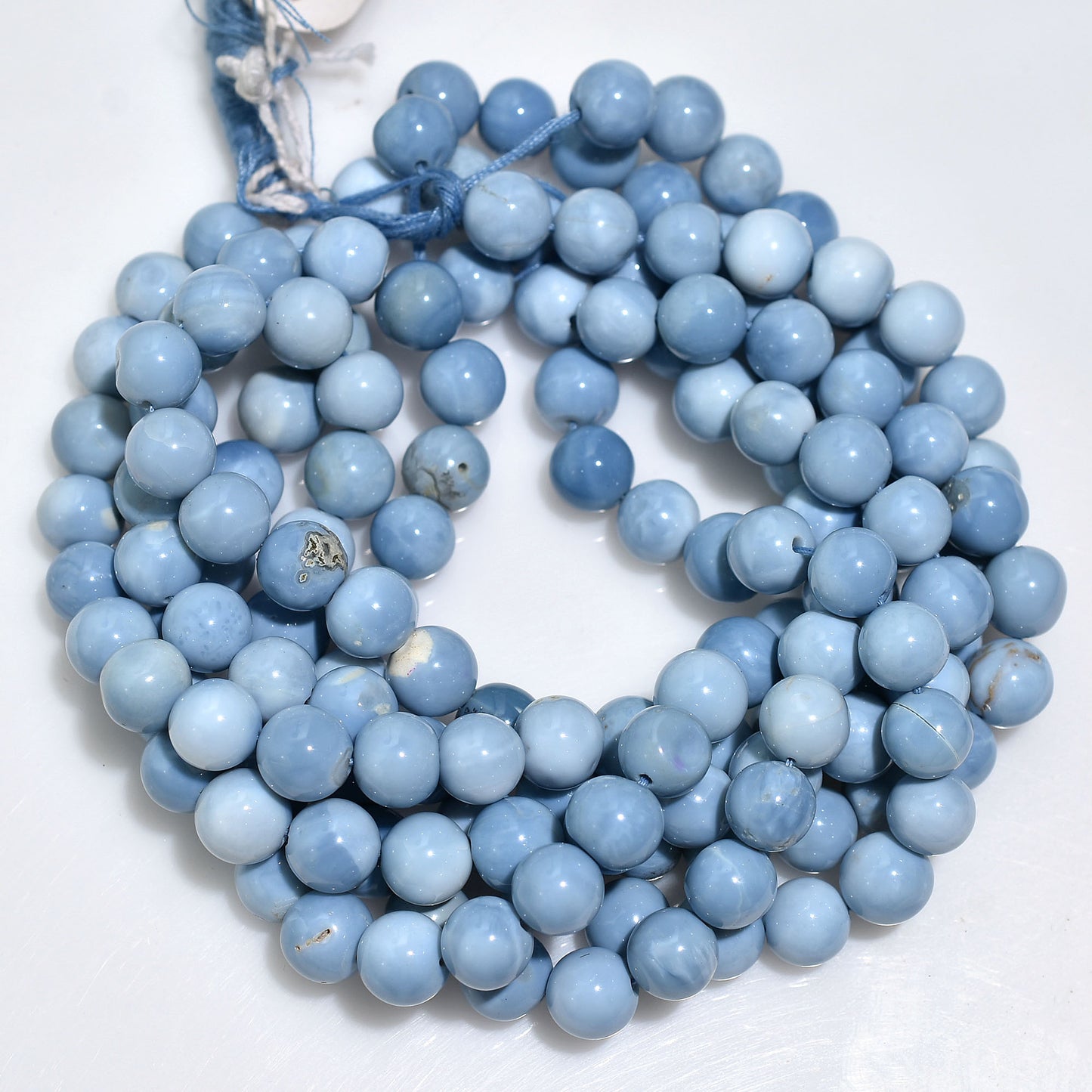 Sky-Toned Blue Opal Round Beads 16 inch Strand – Wholesale Smooth Gemstone String For Craft Jewelry