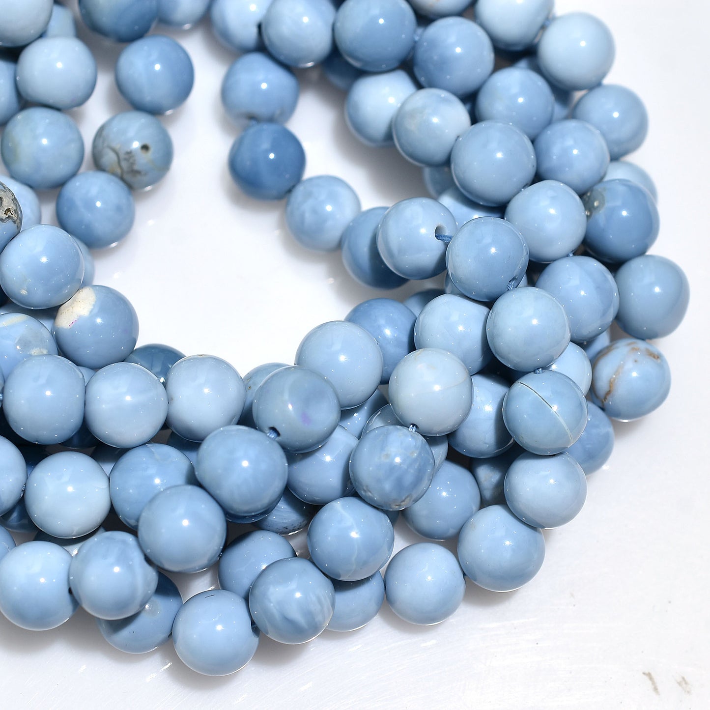 Sky-Toned Blue Opal Round Beads 16 inch Strand – Wholesale Smooth Gemstone String For Craft Jewelry