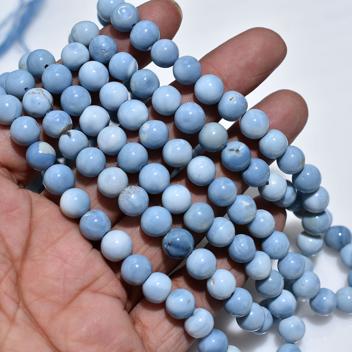 Sky-Toned Blue Opal Round Beads 16 inch Strand – Wholesale Smooth Gemstone String For Craft Jewelry