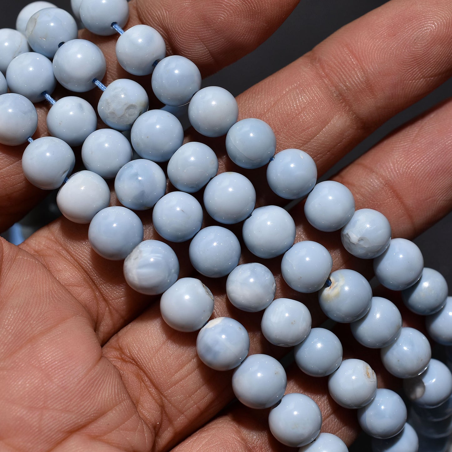 Sky-Toned Blue Opal Round Beads 16 inch Strand – Wholesale Smooth Gemstone String For Craft Jewelry