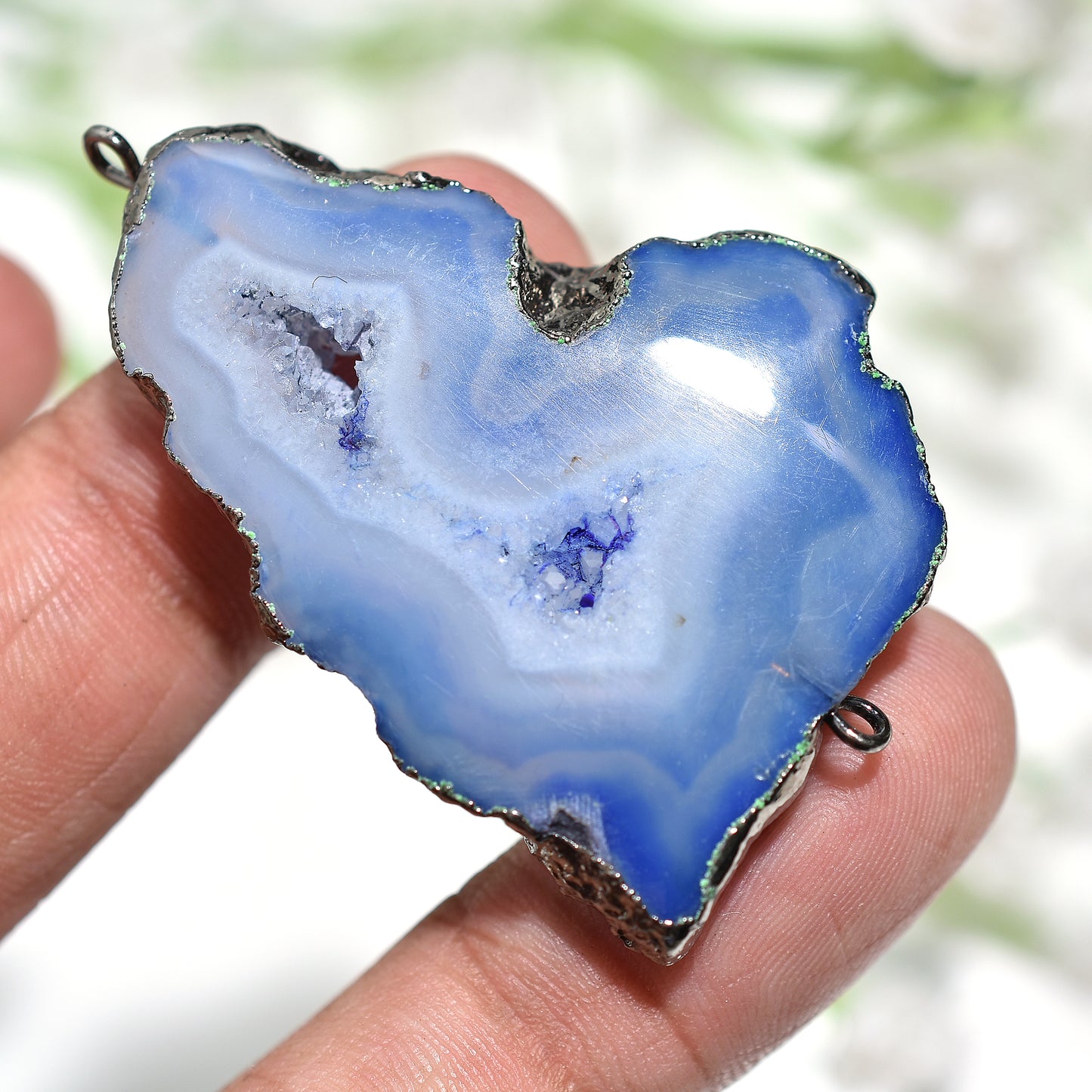 Glam Blue Druzy Gemstone Connector – Wholesale Black Oxidised Solar Crystal Link