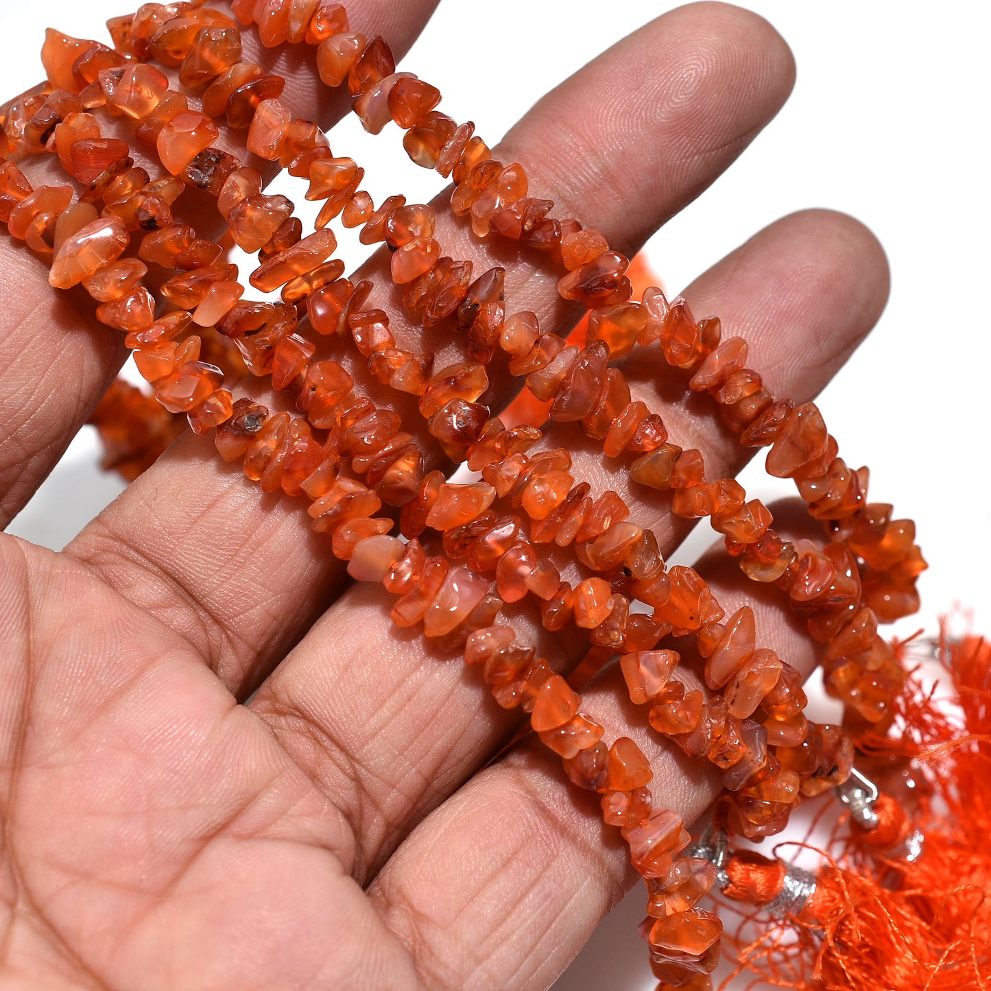 Vibrant Orange Carnelian Uneven Beads – Raw Gemstone Chips Wholesale Strand For Jewelry Designs