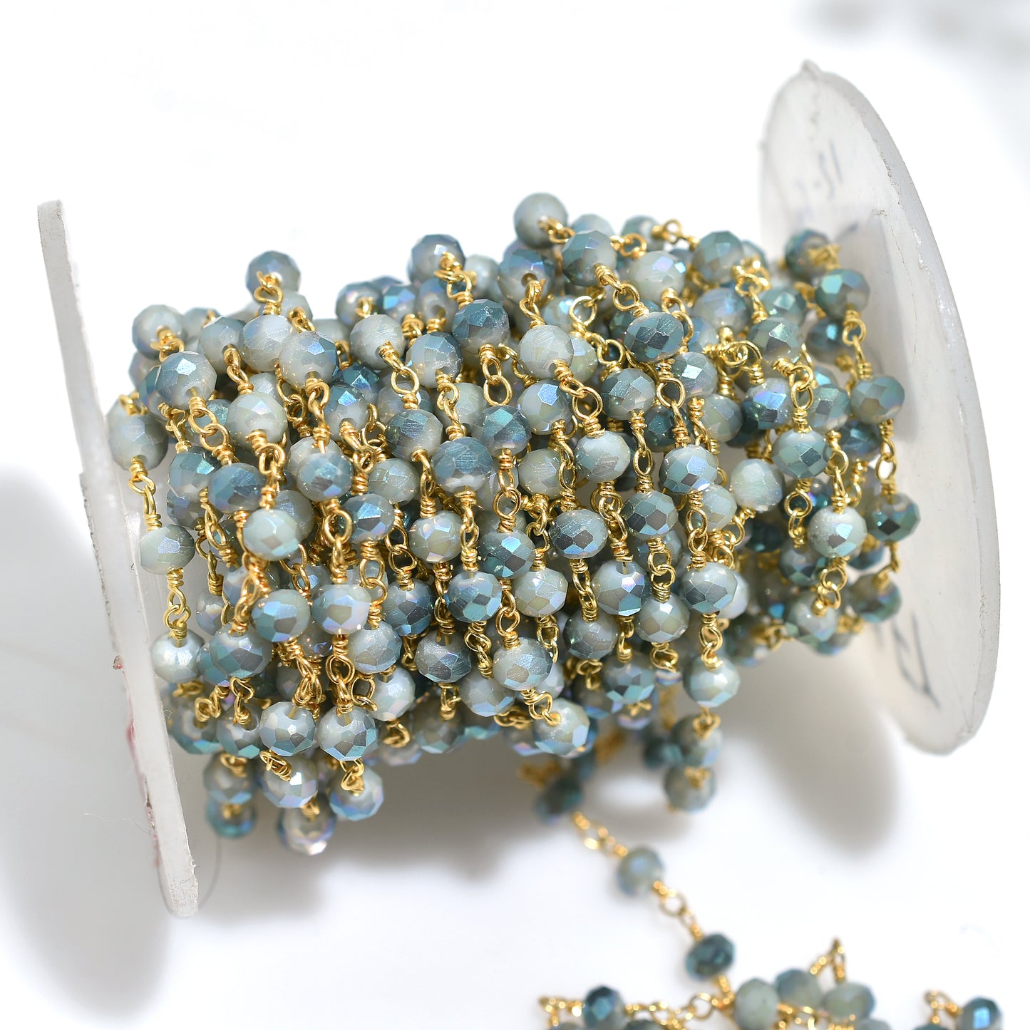 Trending Chalcedony Mystic Coated Hydro Bead Chain - Wholesale Gold Plating Rosary Style Gemstones