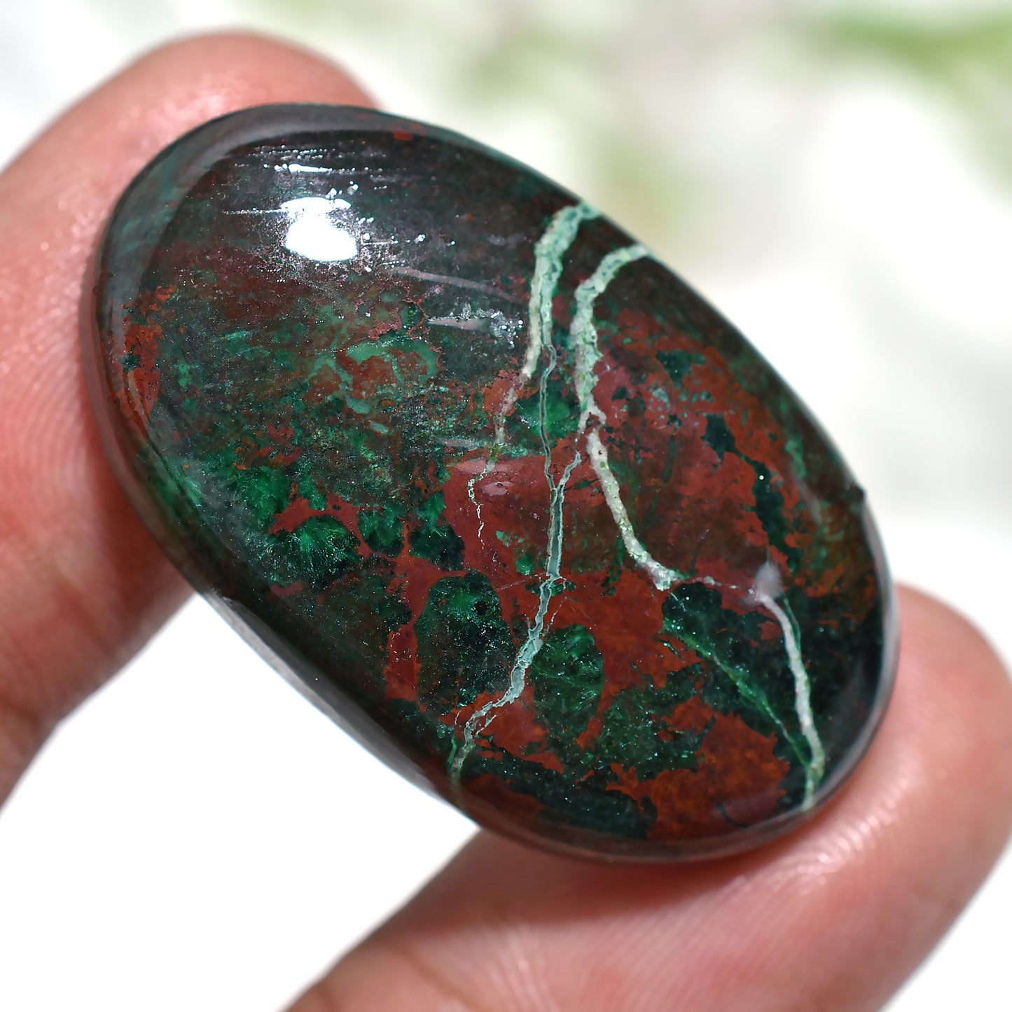 Vibrant Oval Chrysocolla Cabochon – Handcrafted Natural Gemstone for Artisan Jewelry