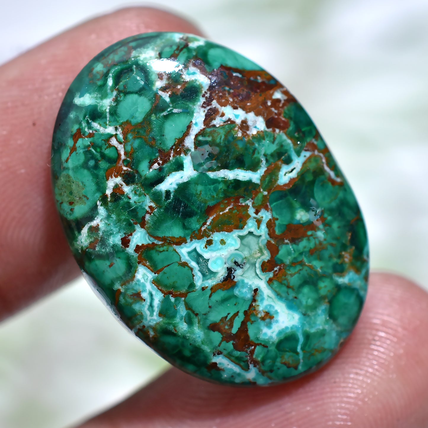 Vibrant Chrysocolla Cabochon – Natural Oval Gemstone for DIY Jewelry Projects (18x25x3mm,/27ct)