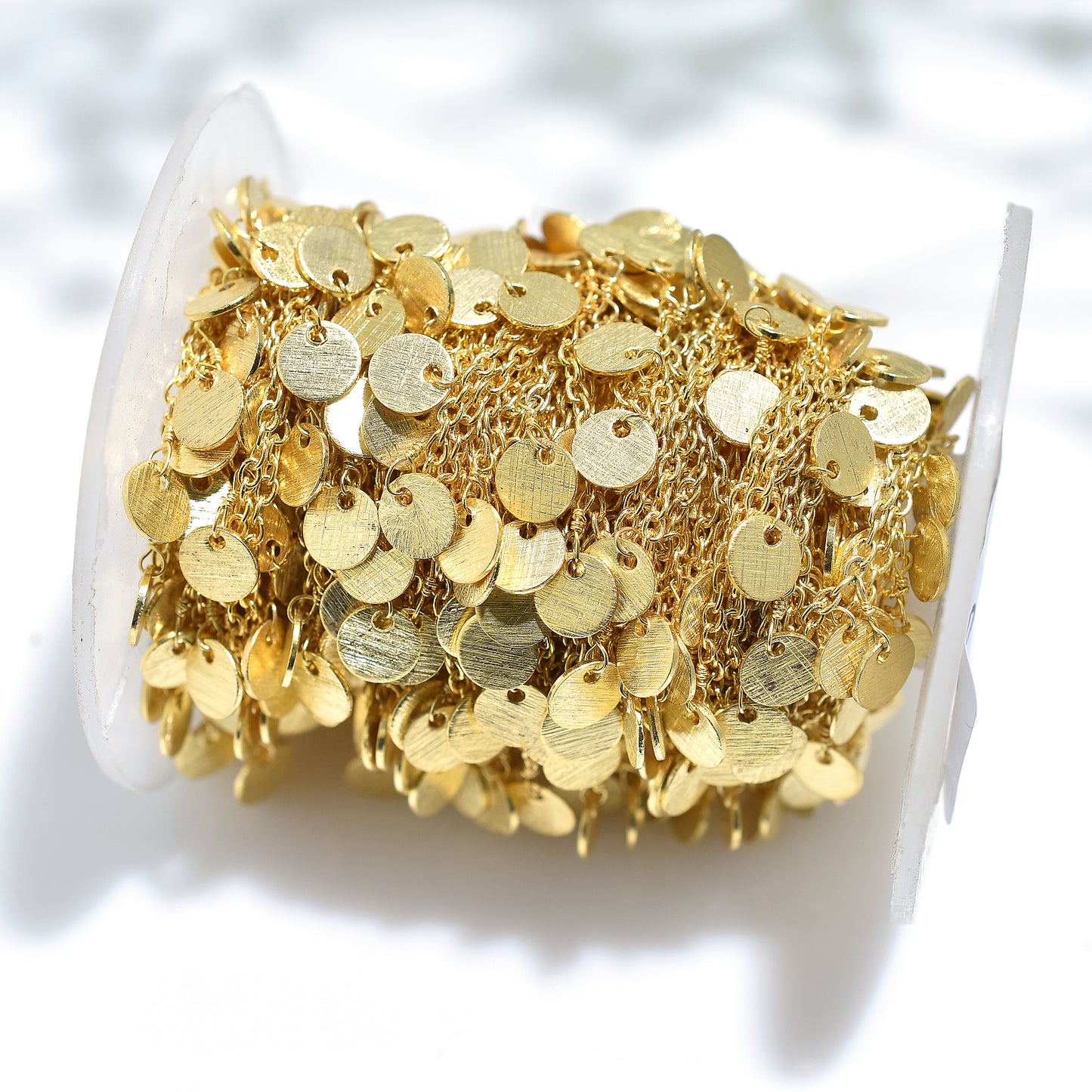Elegant Gold Plated Coin Dangle Rosary Chain – Wholesale Round Linking Chain for DIY Jewelry Designs