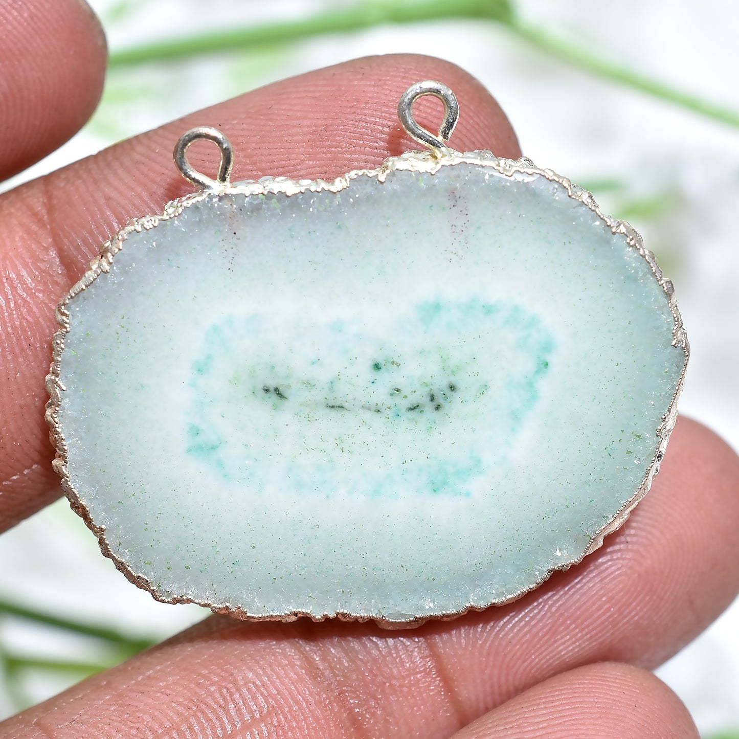 Solar Quartz Silver Electroplated Connector – Perfect for Pendant & Necklace Designs
