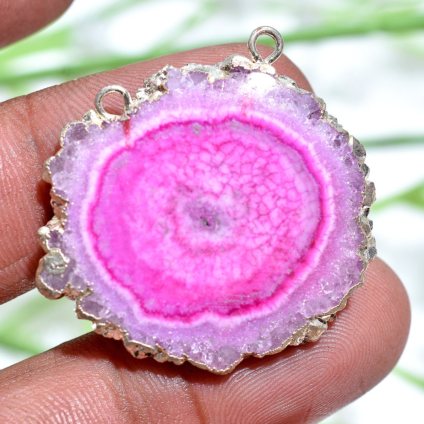 Solar Quartz Double Bail Connector – Electroplated Gemstone for Custom Jewelry