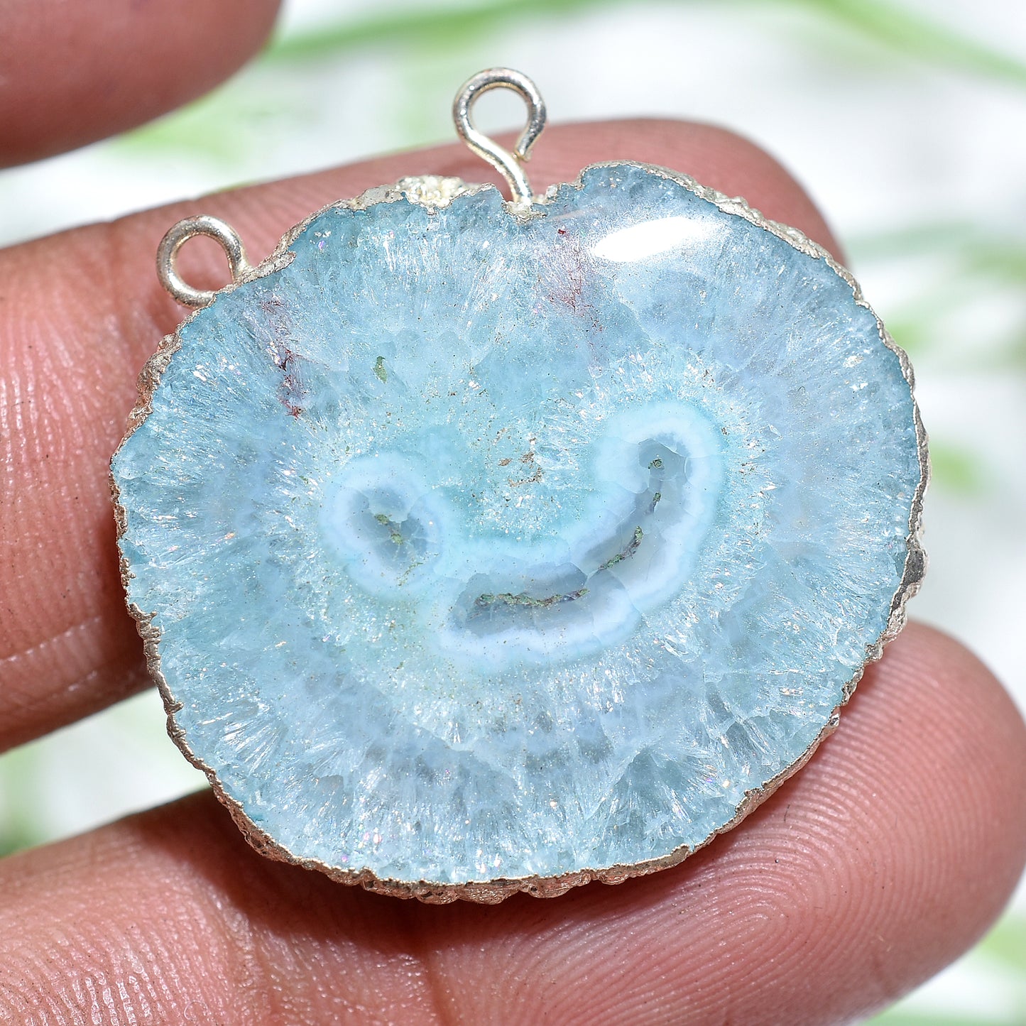 Solar Quartz Double Bail Connector – Electroplated Gemstone for Custom Jewelry