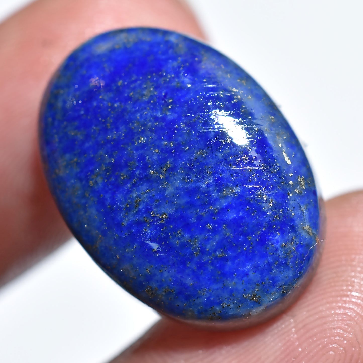 Natural Lapis Lazuli Cabochon – Oval Shape Gemstone with Golden Flecks (15x22x3mm,/24ct)