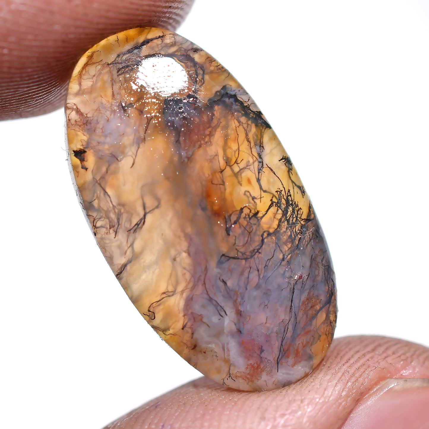 Oval Moss Agate Cabochon – Natural Green Gemstone for Jewelry Making