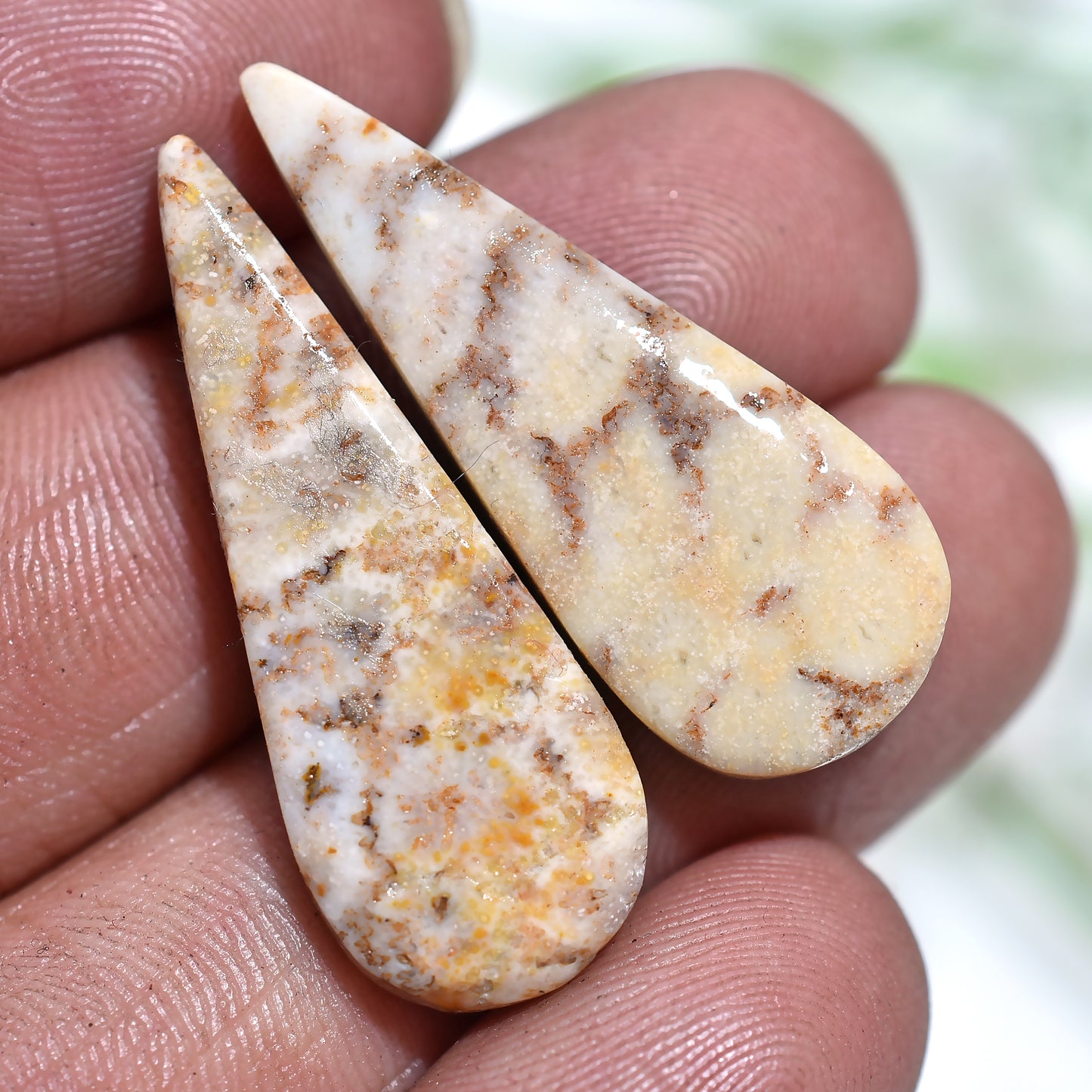 Ocean Memory Fossil Coral Stone Set – Wholesale Polished Gemstone pair for Earrings