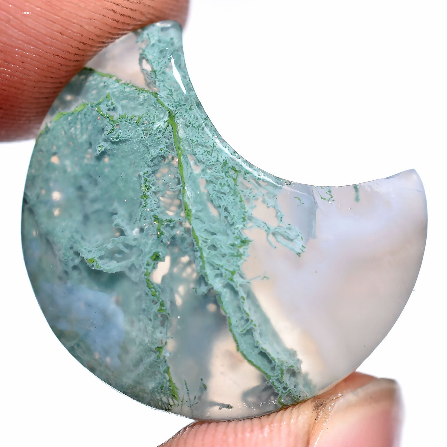 Natural Carving Crescent Moon Gemstone - Smooth Jasper Moon Cabochon for Healing & Jewelry Making