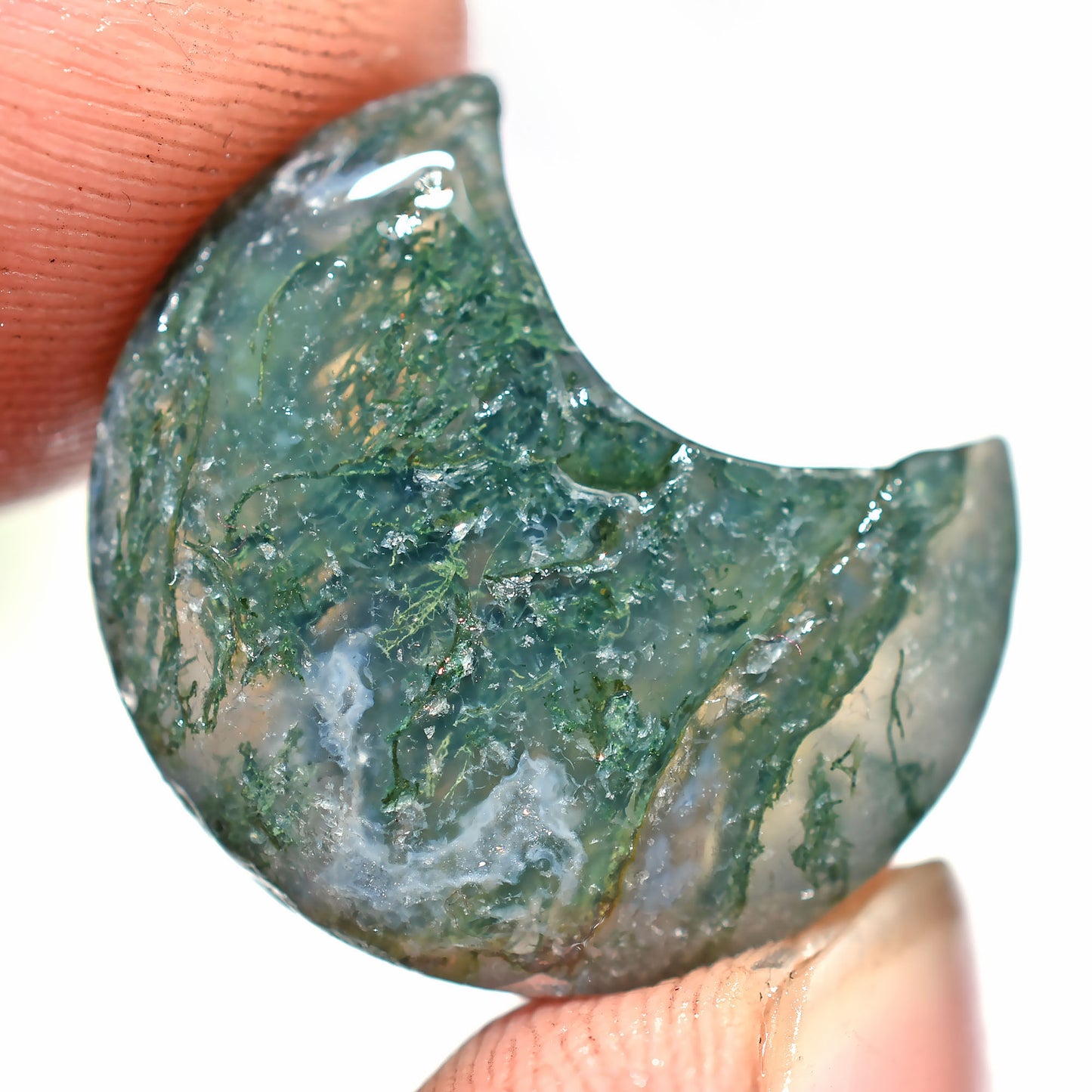 Wholesale Carving Crescent Moon Gemstone - Smooth Jasper Moon Cabochon for Jewelry Making (10x17x2mm,/16ct)