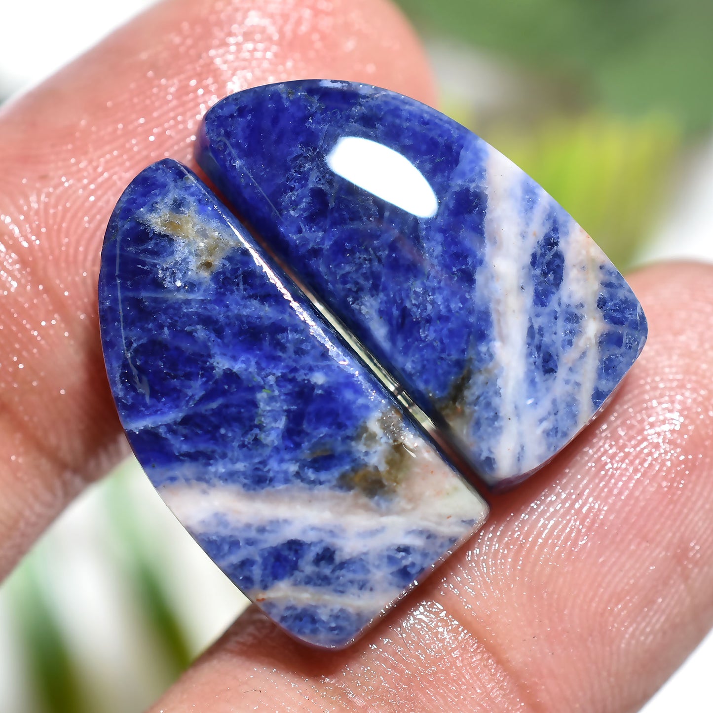 Natural Blue Sodalite Cabochon Earrings Pair - Flatback Matching Sodalite Gemstone Pair