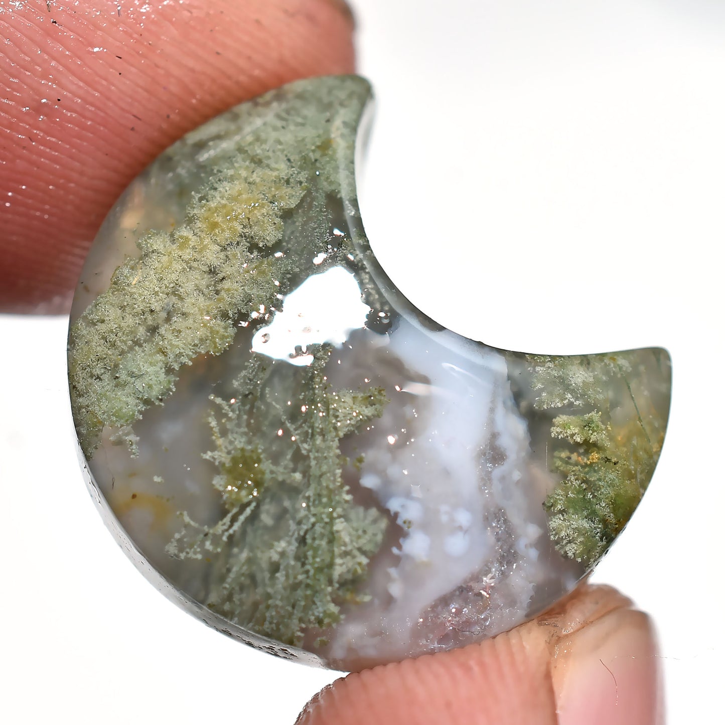 Natural Carving Crescent Cabochon -Wholesale Smooth Half Moon Stone for Jewelry (10x18x2mm,/11ct)