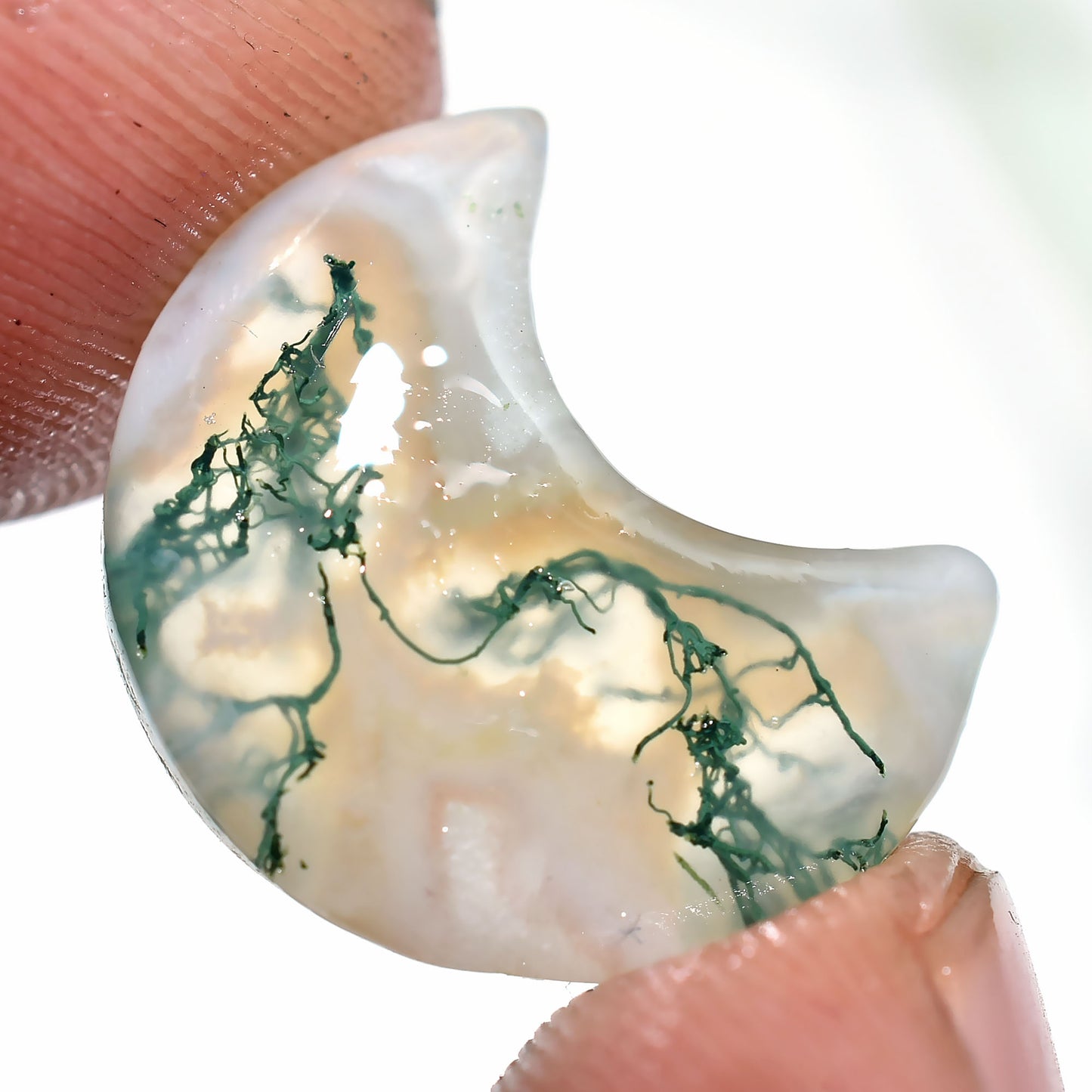 Wholesale Crescent Cabochon - Carving Smooth Half Moon Stone for Jewelry (10x17x3mm,/8ct)