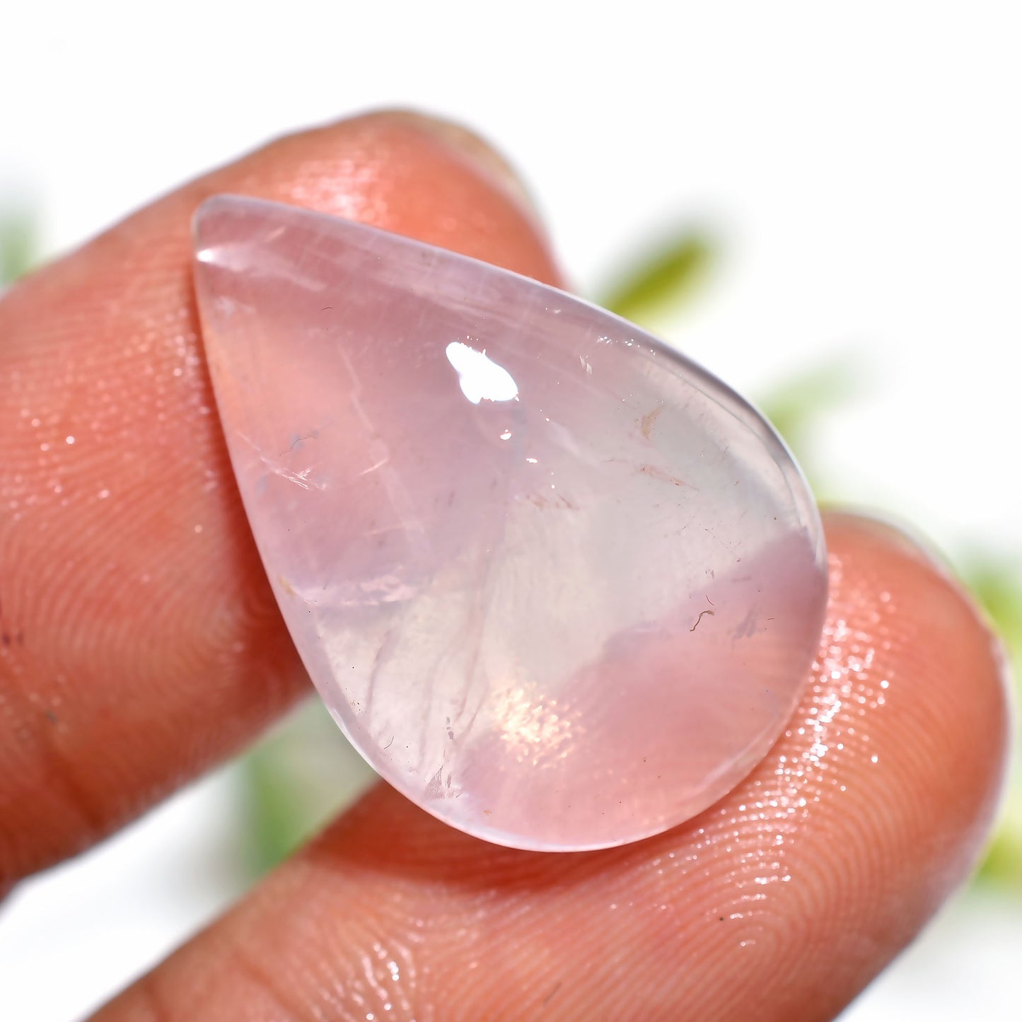 Beautiful Pink Rose Quartz Natural Cabochon, Teardrop Shaped Polished Stone For Jewelry