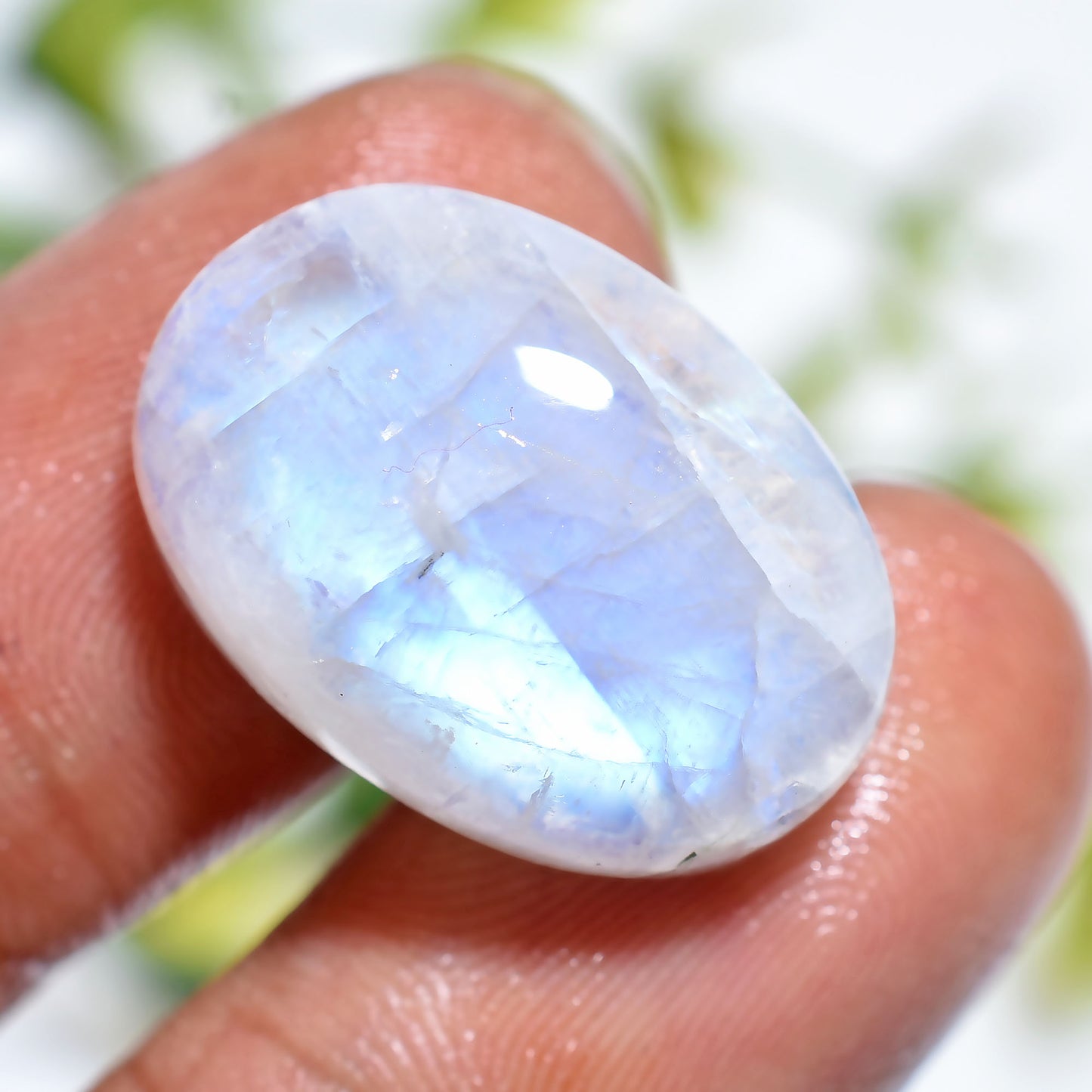 Rainbow Moonstone Cabochon – Natural Polished Gemstone for Jewelry