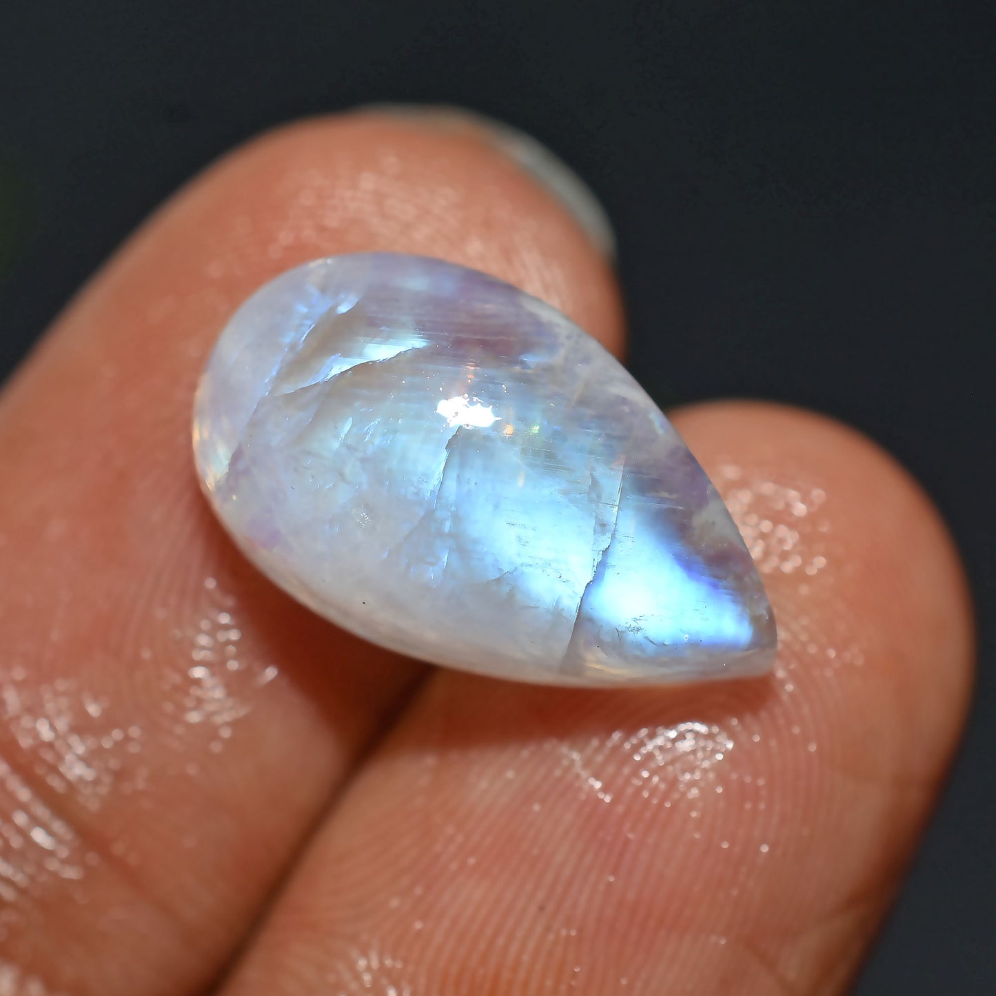 Wholesale Rainbow Moonstone Cabochon – Natural Polished Pear Shape Gemstone for Jewelry