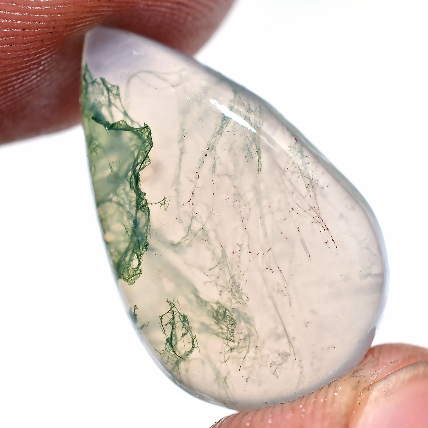 Elegant Green Moss Agate Cabochon – Smooth Polished Gemstone for Rings & Pendants