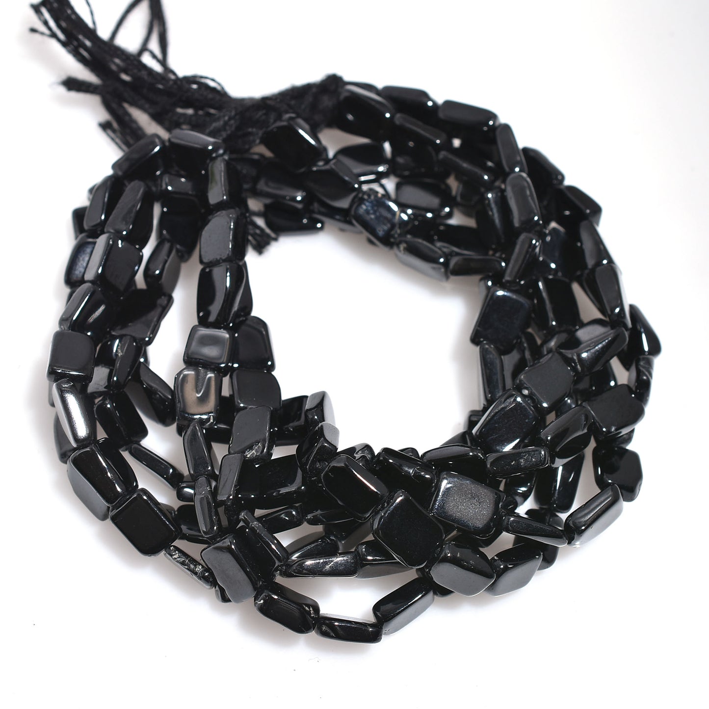 Black Onyx Rectangle Beads – Smooth Polished Gemstone Strand for Jewelry