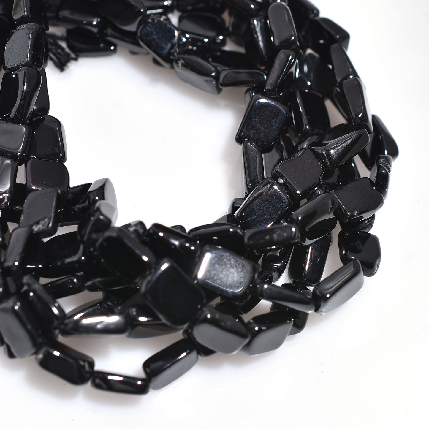 Black Onyx Rectangle Beads – Smooth Polished Gemstone Strand for Jewelry