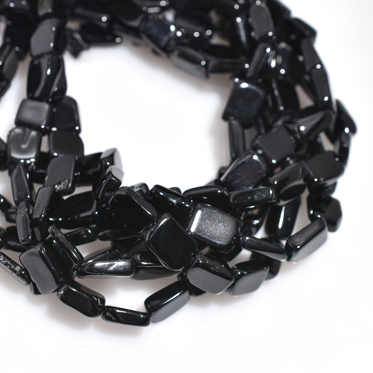 Black Onyx Rectangle Beads – Smooth Polished Gemstone Strand for Jewelry